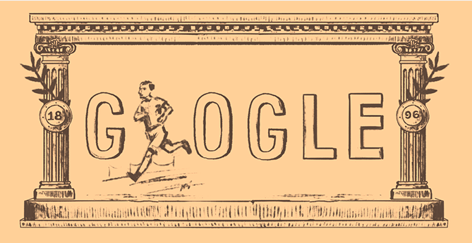 Google Doodle marking the 120th anniversary of the first modern Olympic games (Google)