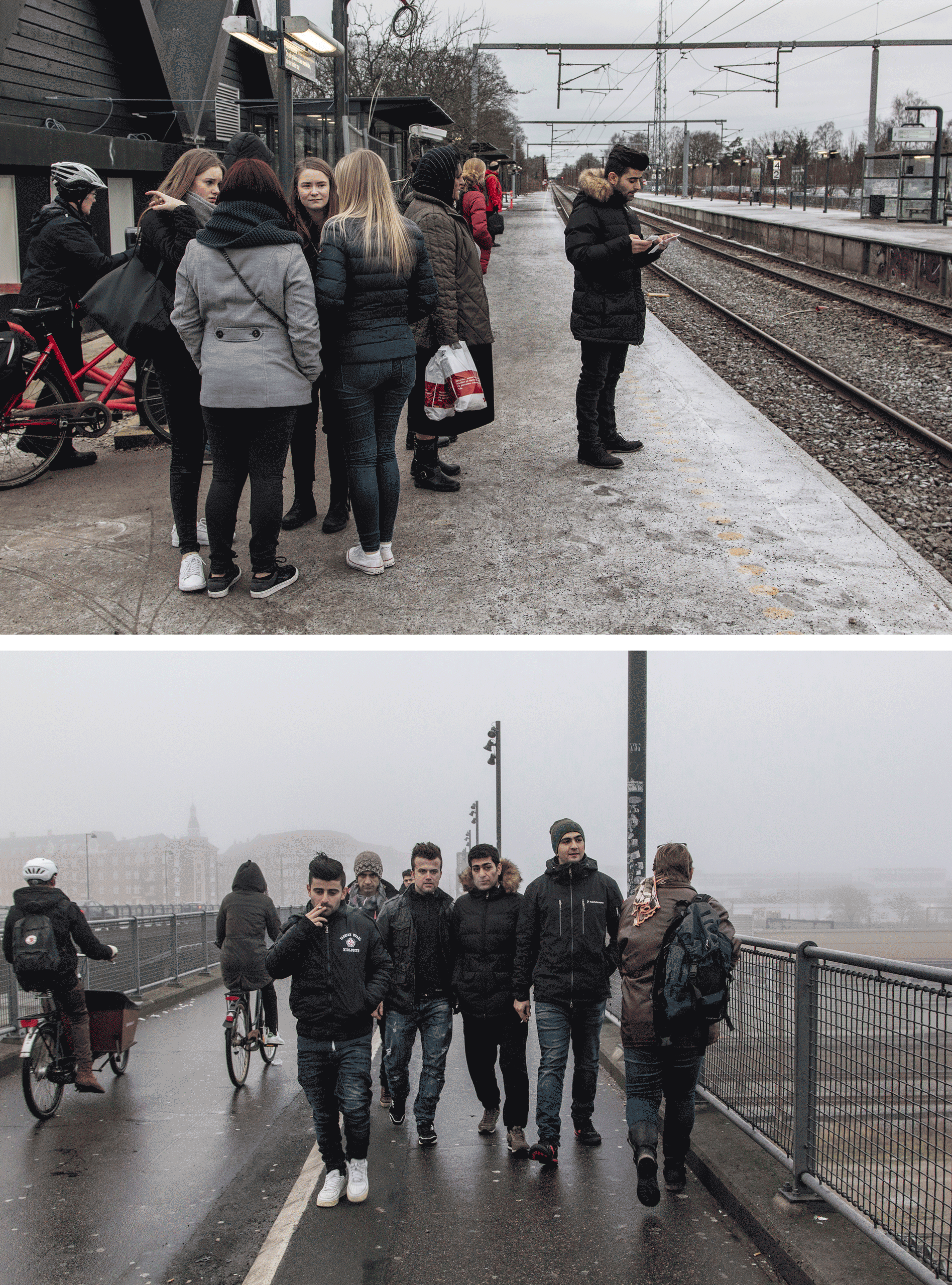 Qanie Nazari walks with his friends in Copenhagen. Jan. 2016.