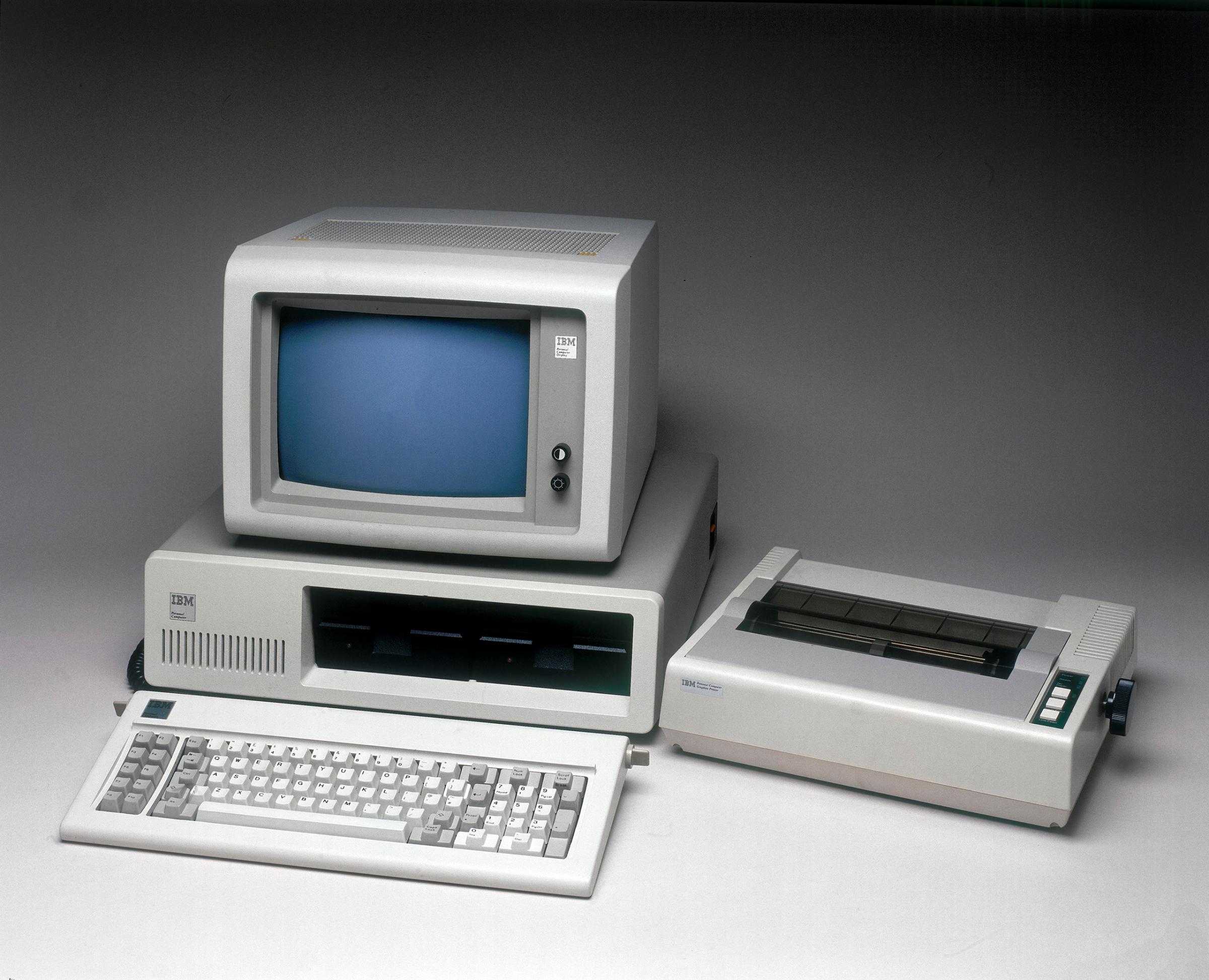 IBM PC Model 5150 with printer, 1981.