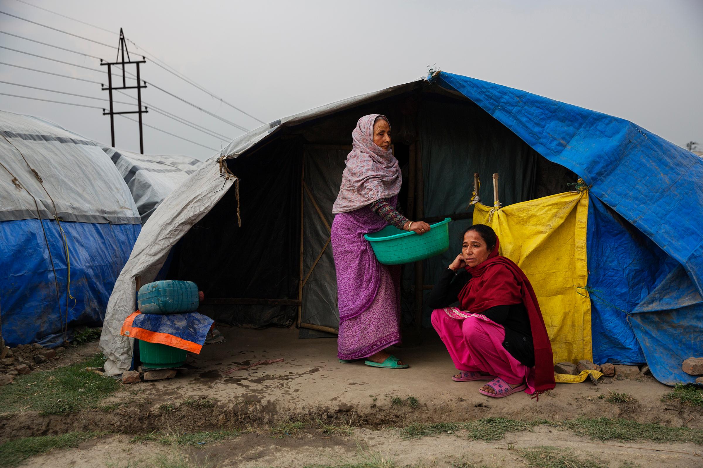 Approaching the first anniversary of the Nepal earthquakes, many people still live in squalid conditions in a tent encampment in central Katmandu, Nepal, March 30, 2016.