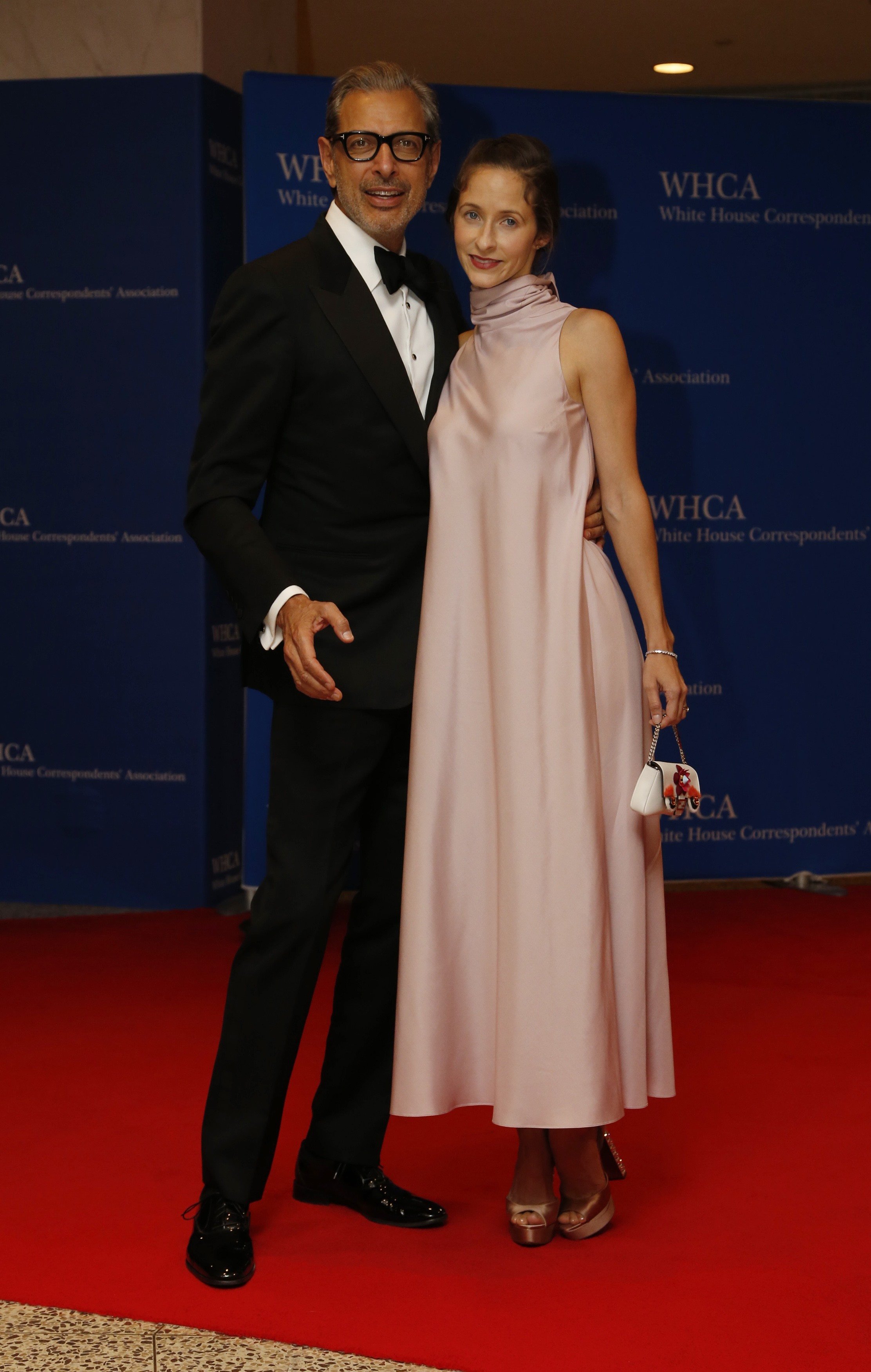 Actor Jeff Goldblum and wife Emilie Livingston attend the White House Correspondents' Association Dinner at the Washington Hilton Hotel in Washington on April 30, 2016.