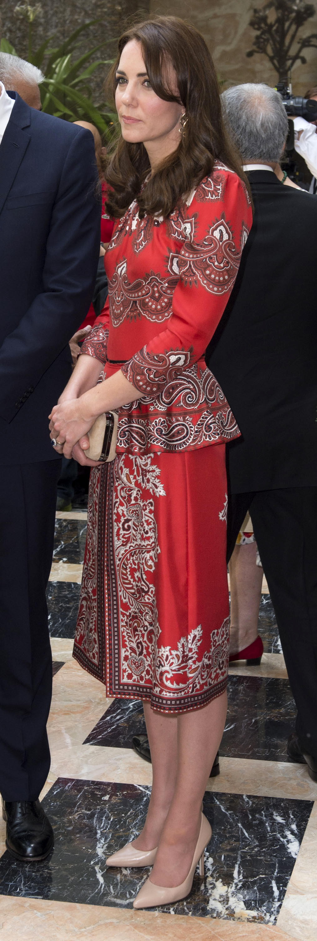 Catherine, Duchess of Cambridge attends a wreath-laying at Taj Hotel, scene of Mumbai terror attacks, in Mumbai, India on April 10, 2016.