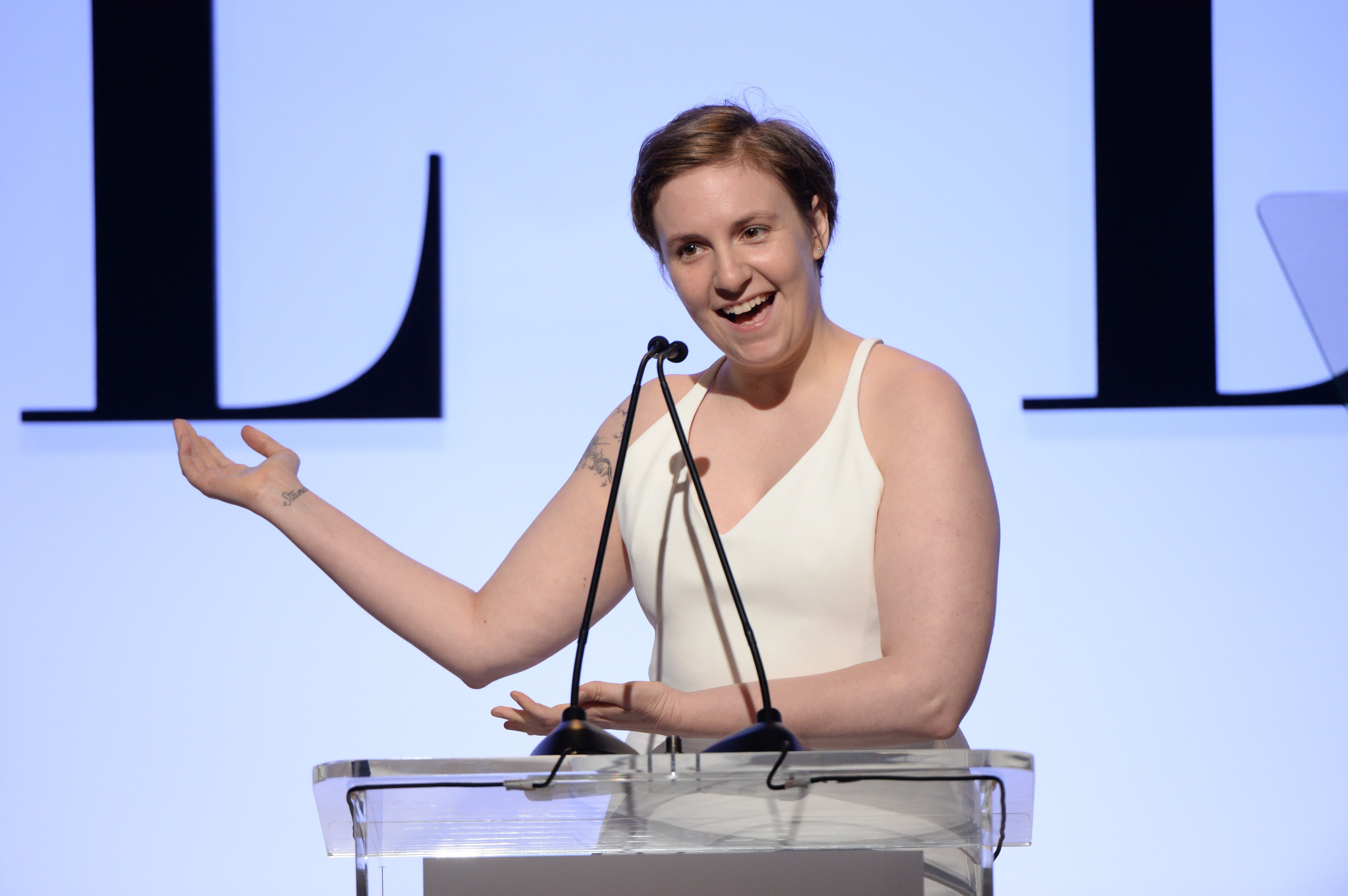 Actress Lena Dunham speaks onstage during the 22nd Annual ELLE Women in Hollywood Awards presented by Calvin Klein Collection, L’Oréal Paris, and David Yurman at the Four Seasons Los Angeles at Beverly Hills on October 19, 2015 in Beverly Hills, Calif. (Michael Kovac/Getty Images)
