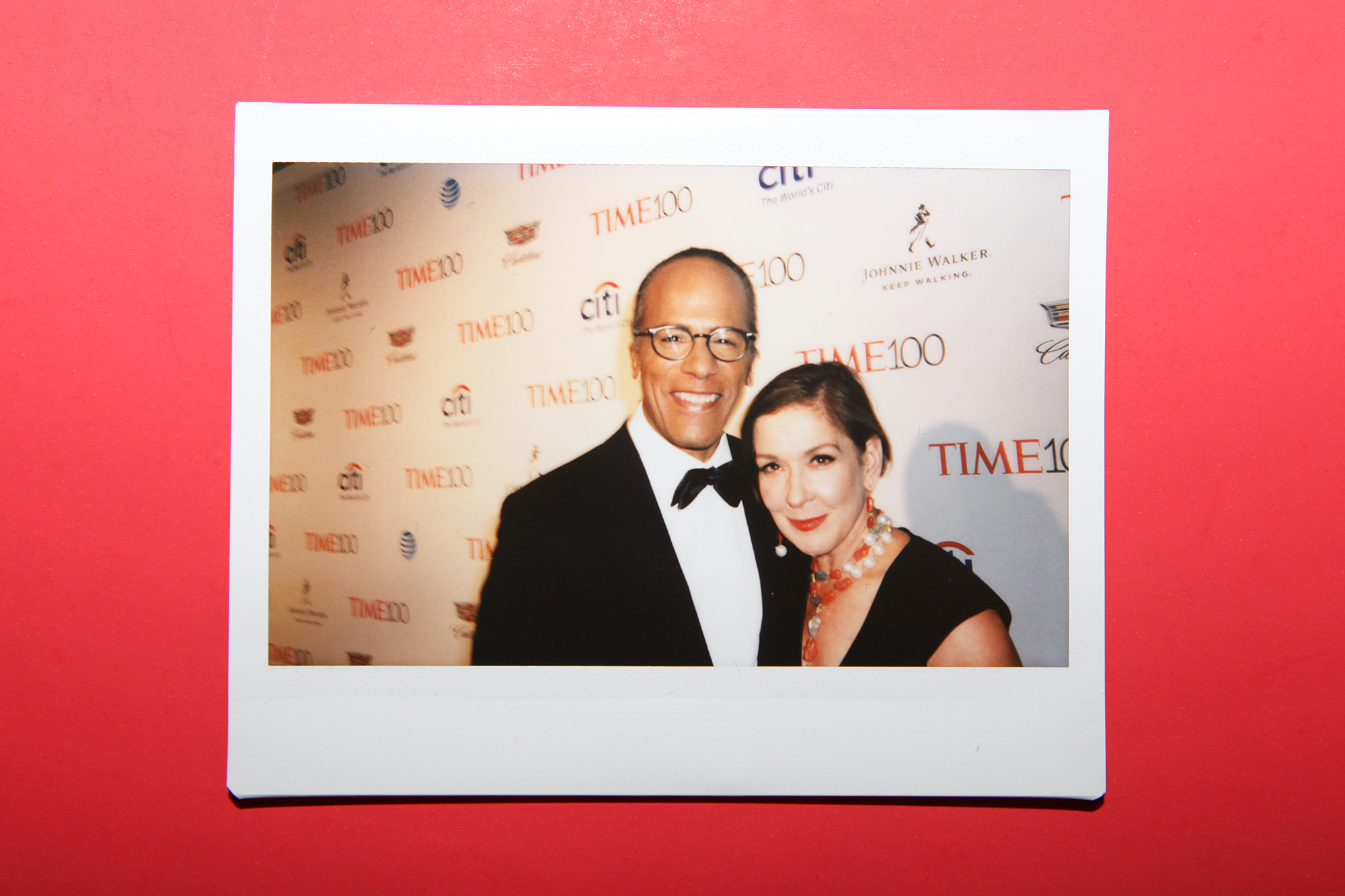 Lester Holt and Carol Hagen arrive at the TIME 100 Gala at the Time Warner Center on April 26, 2016 in New York City.
