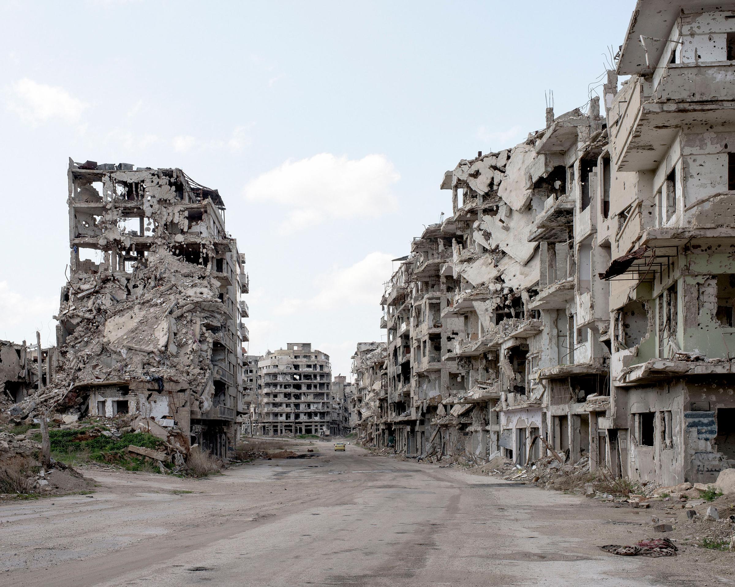 A view of the destruction in Homs, Syria, March 2016.