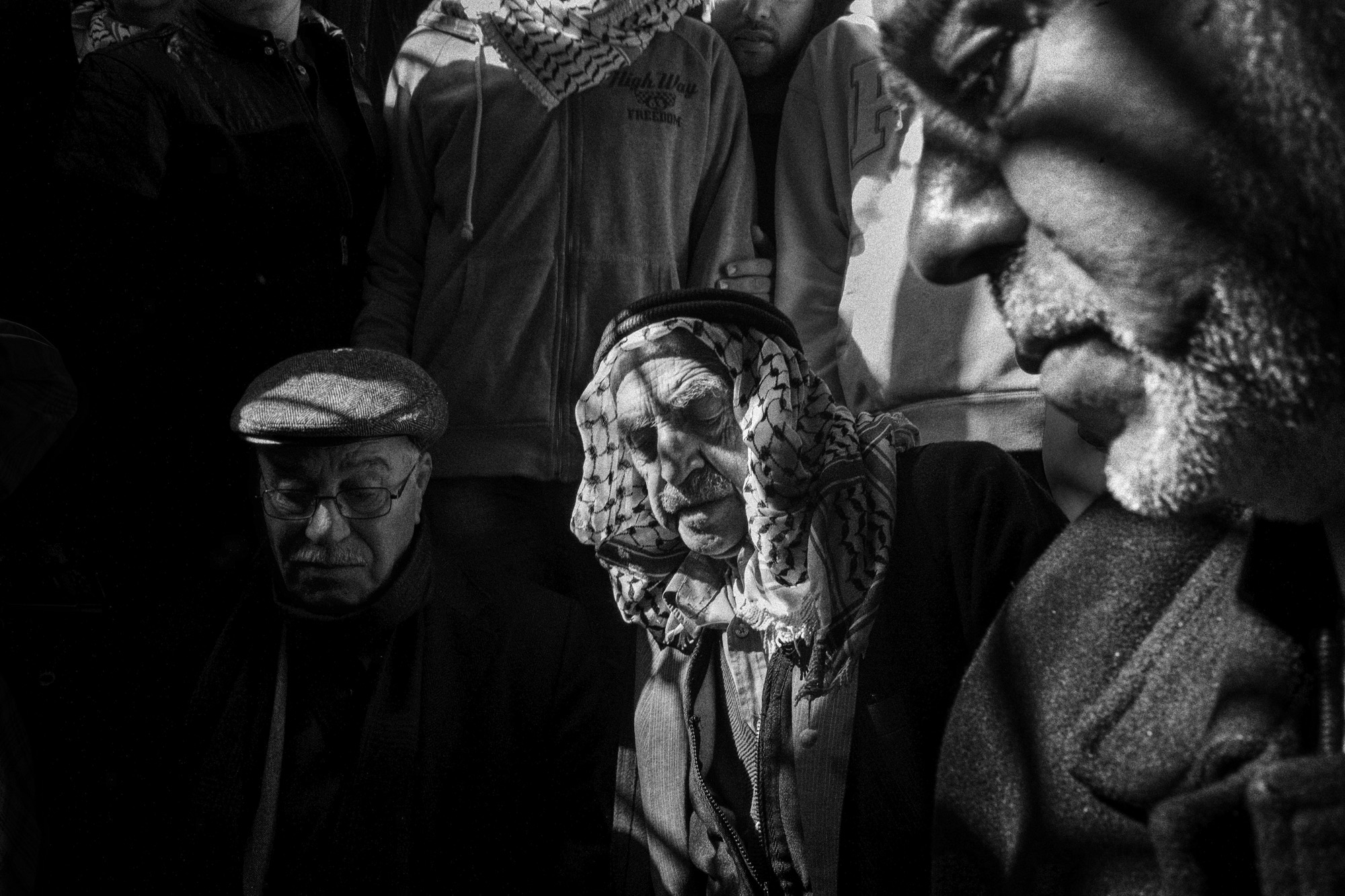 Family members attend the funeral of Shadi Arafa in Hebron, November 2015. Israel's Ministry of Foreign Affairs stated Arafa, a Palestinian mobile phone salesman, was killed by Palestinian gunfire during an attack in Gush Etzion, between Hebron and Jerusalem, but noted that official Palestinian sources said he was killed by Israeli forces.