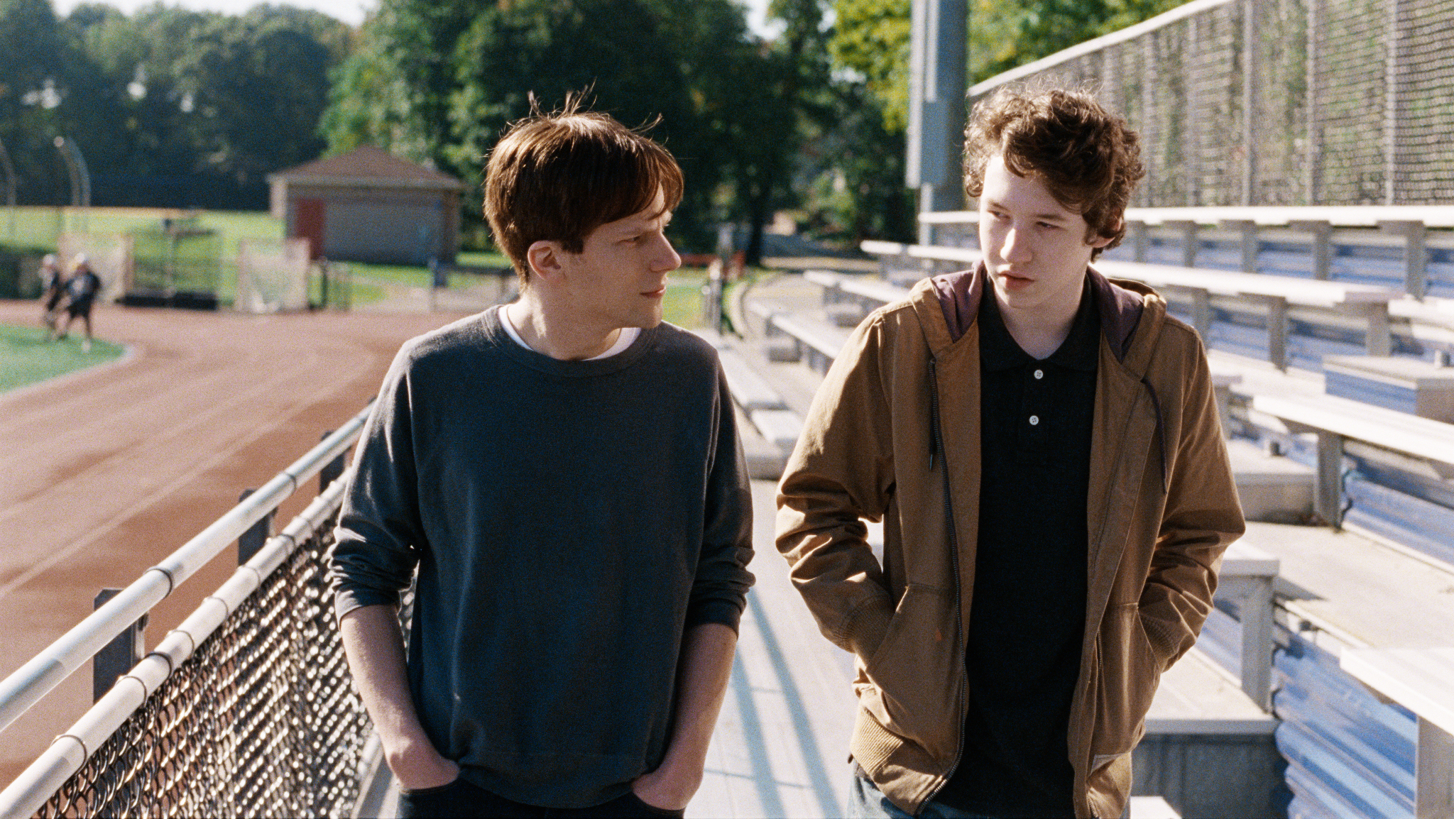 Jesse Eisenberg, left, and Devin Druid, right, in a scene from Louder Than Bombs.