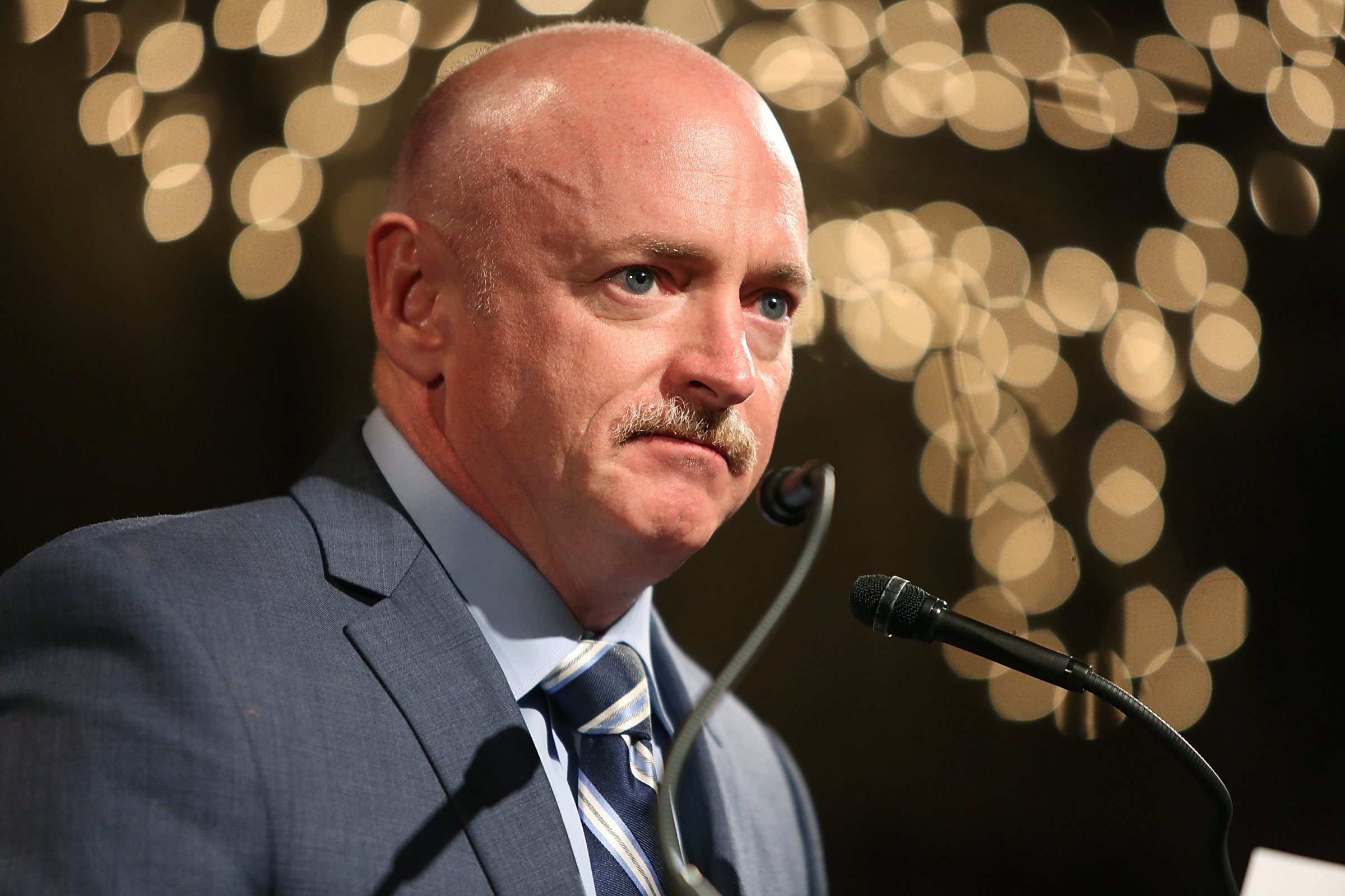 Captain Mark Kelly speaks at the 'Not One More' Event in New York City on Feb. 10, 2015.