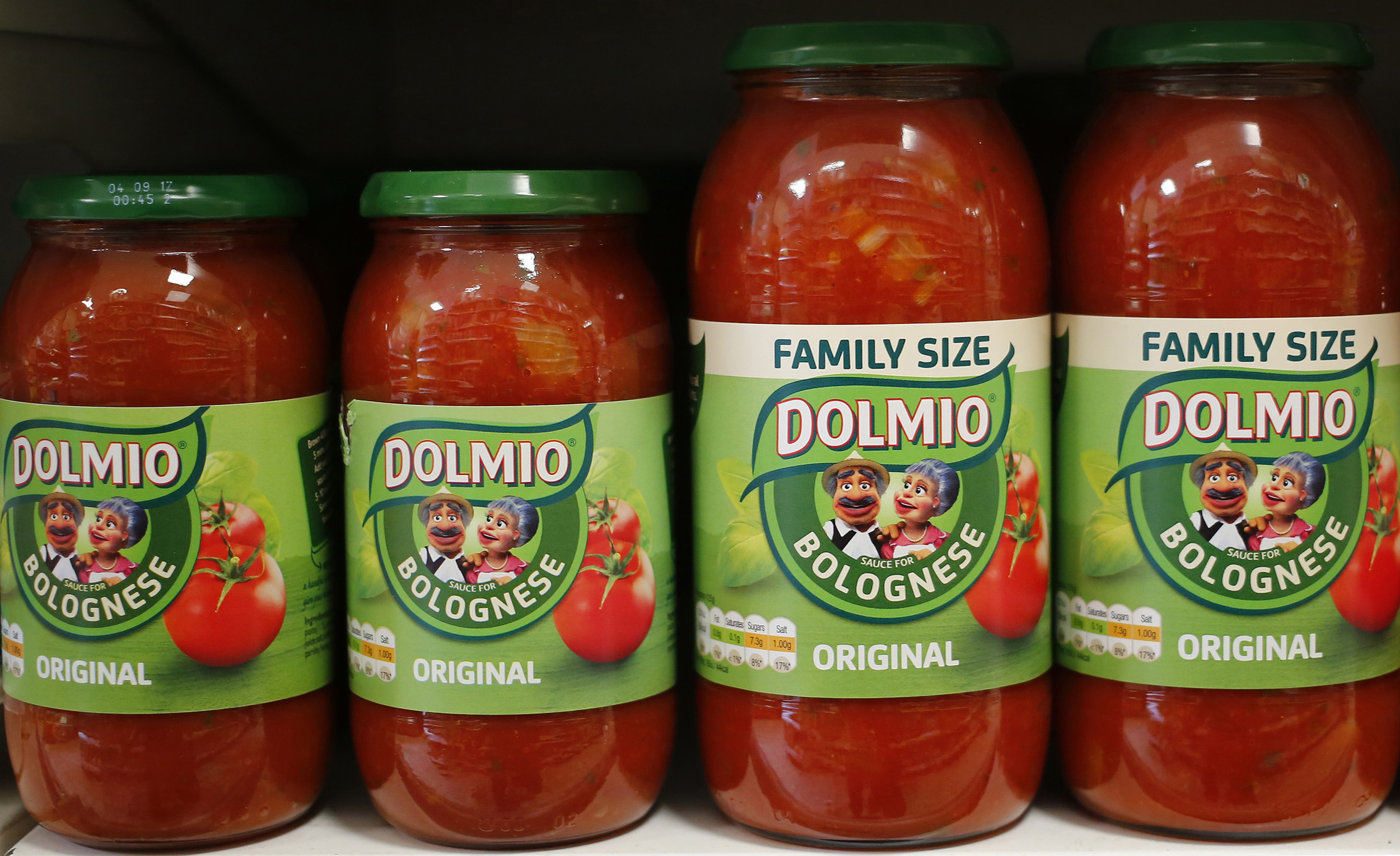Dolmio pasta sauces are seen in a store in in London on April 15, 2016. (Stefan Wermuth—Reuters)