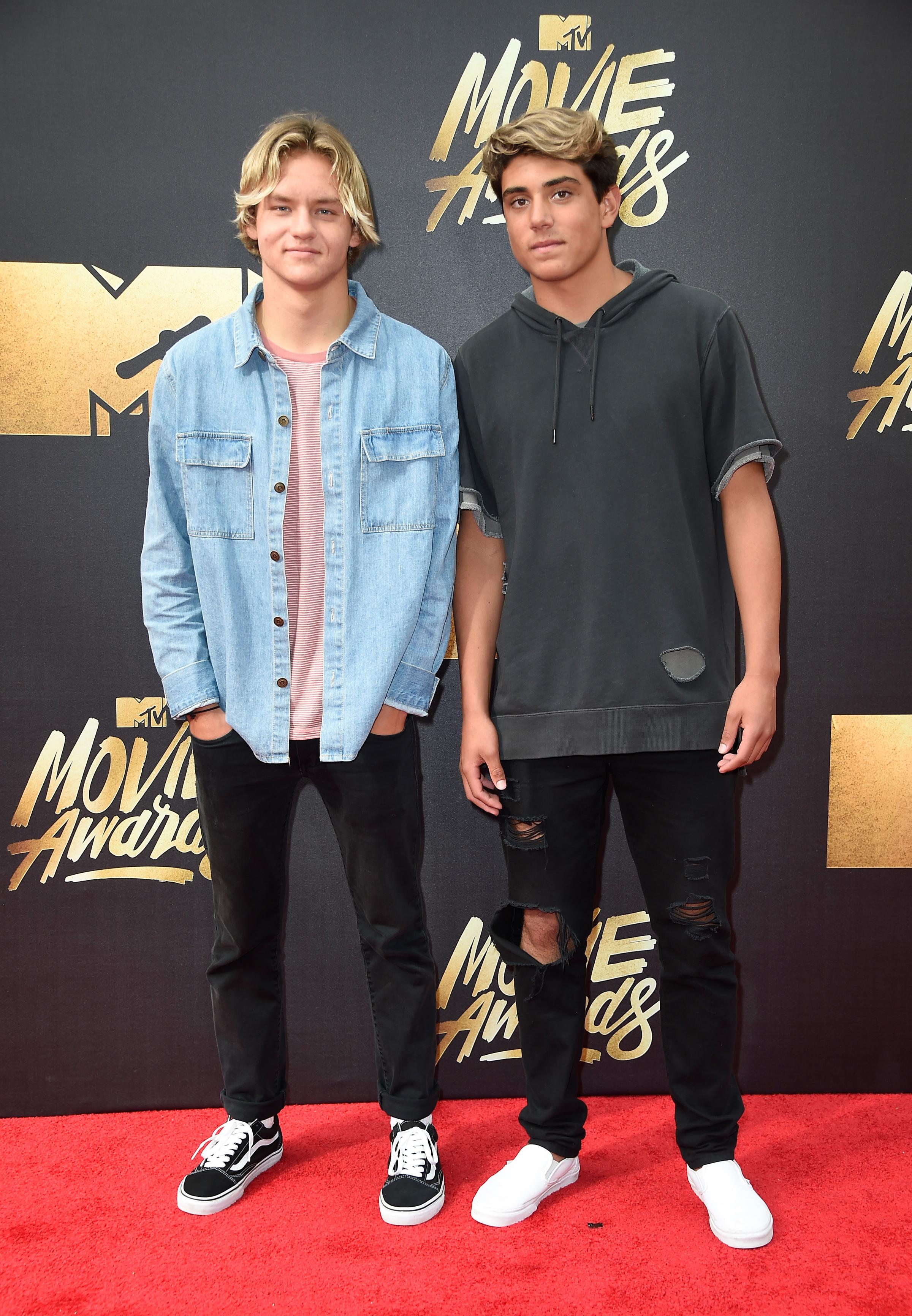 Joshua Holz and Daniel Lara attend the 2016 MTV Movie Awards at Warner Bros. Studios on April 9, 2016 in Burbank, Calif.