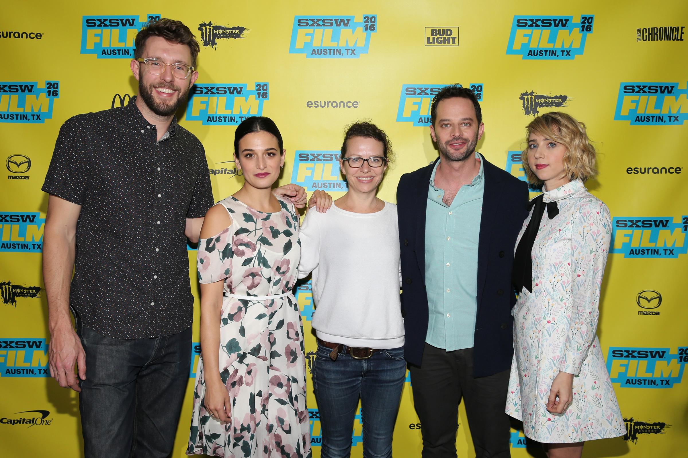 Charlie Hewson, Jenny Slate, Sophie Goodhart, Nick Kroll and Zoe Kazan attend the "My Blind Brother" premiere during the 2016 SXSW Festival on March 12, 2016 in Austin, Texas.