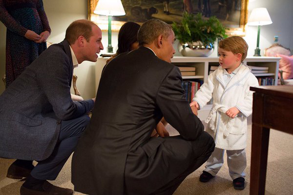 Prince George meets President Obama during a trip to London on April 22, 2016. (Kensington Palace)