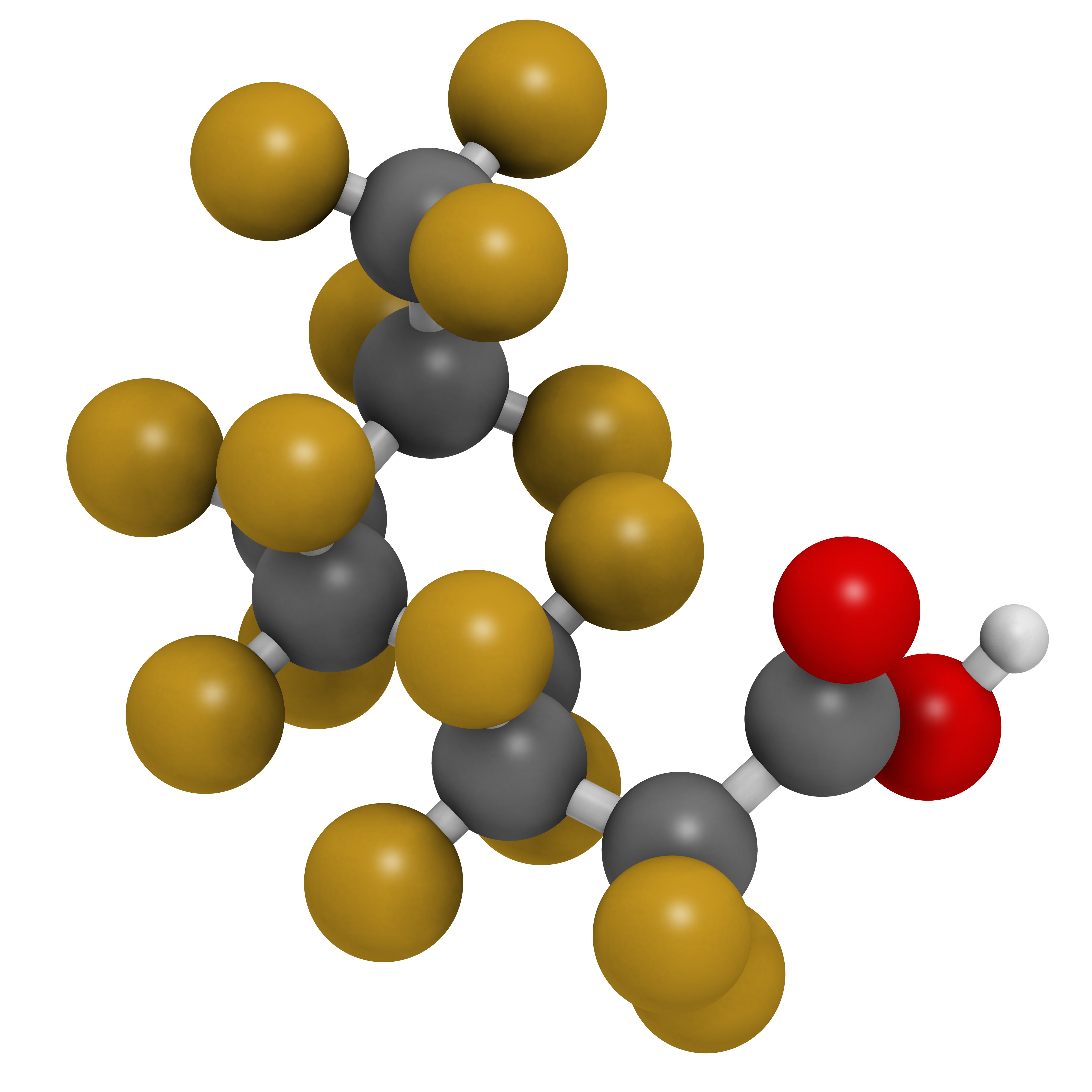 Perfluorooctanoic acid (PFOA, C8) molecule. (Molekuul/Getty Images)