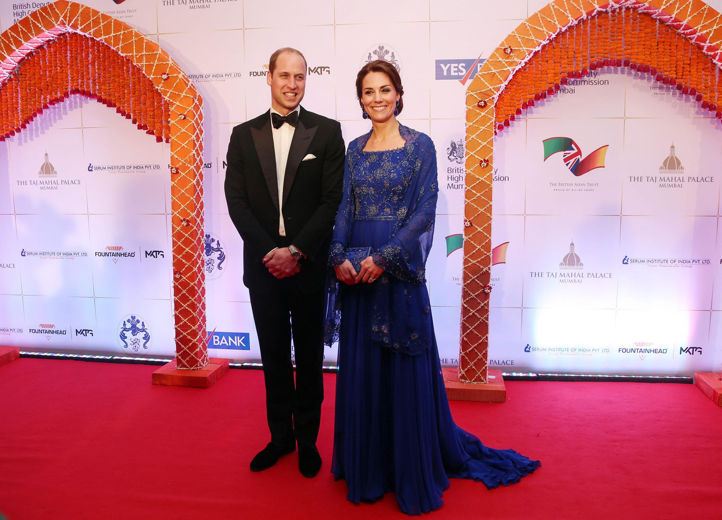 Prince William and Catherine, Duchess of Cambridge at the Charity Gala function at the Taj Mahal Palace hotel in Mumbai, India on April 10, 2016.