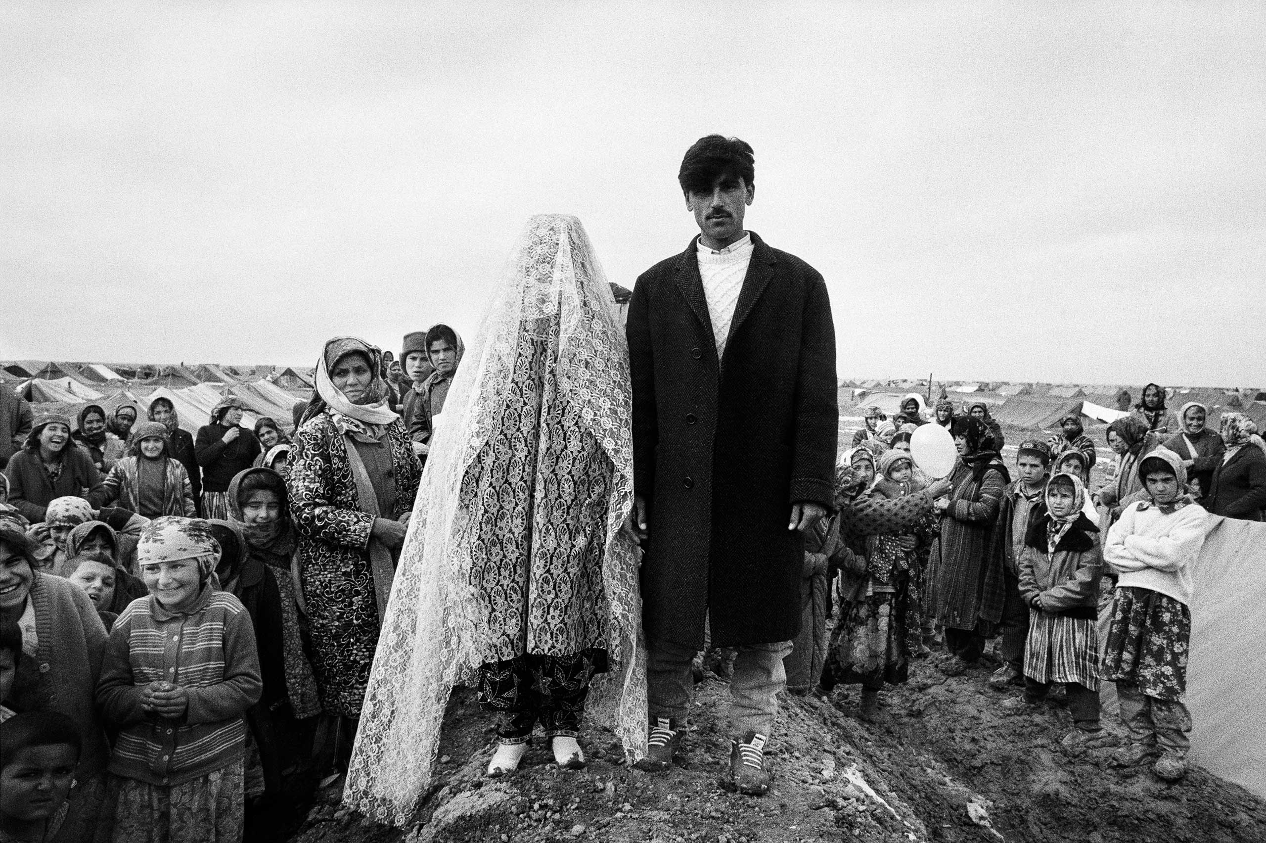 A Tajik refugee couple getting married inside Saki Refugee Camp, Mazar-i-Sharif, Afghanistan, 1993.