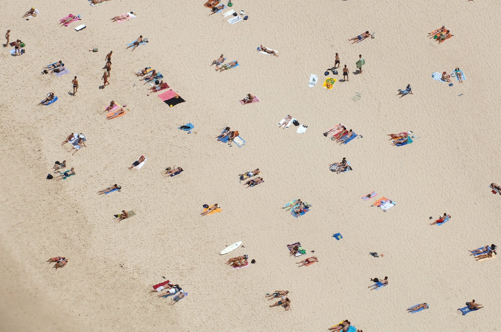 An aerial looking over people relaxing on Bondi Beach, Australia, Dec. 17, 2005.
