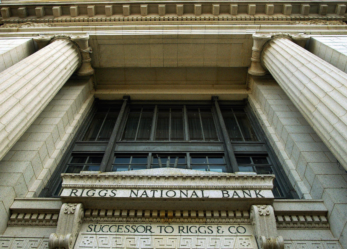 This 20 April, 2004, file photo shows a branch of the Riggs National Bank on Pennsylania Avenue in Washington, DC. (Paul J. Richards—AFP/Getty Images)