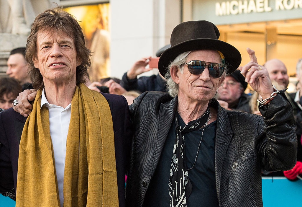 LONDON, ENGLAND - APRIL 04: (L-R) Mick Jagger and Keith Richards arrive for the private view of 'The Rolling Stones: Exhibitionism'  Saatchi Gallery on April 4, 2016 in London, England.  (Photo by Brian Rasic/Getty Images) (Brian Rasic&mdash;Getty Images)