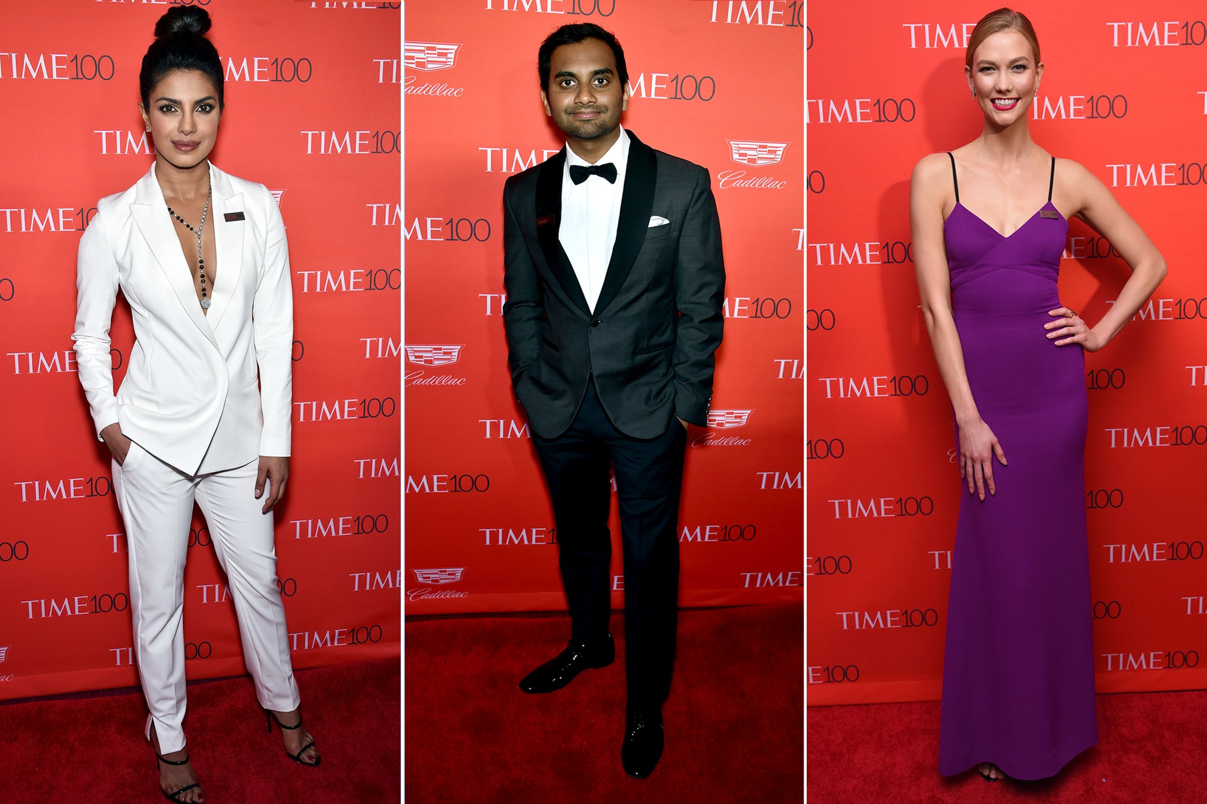 Priyanka Chopra, Aziz Ansari and Karlie Kloss at the TIME 100 gala in New York on April 26, 2016.