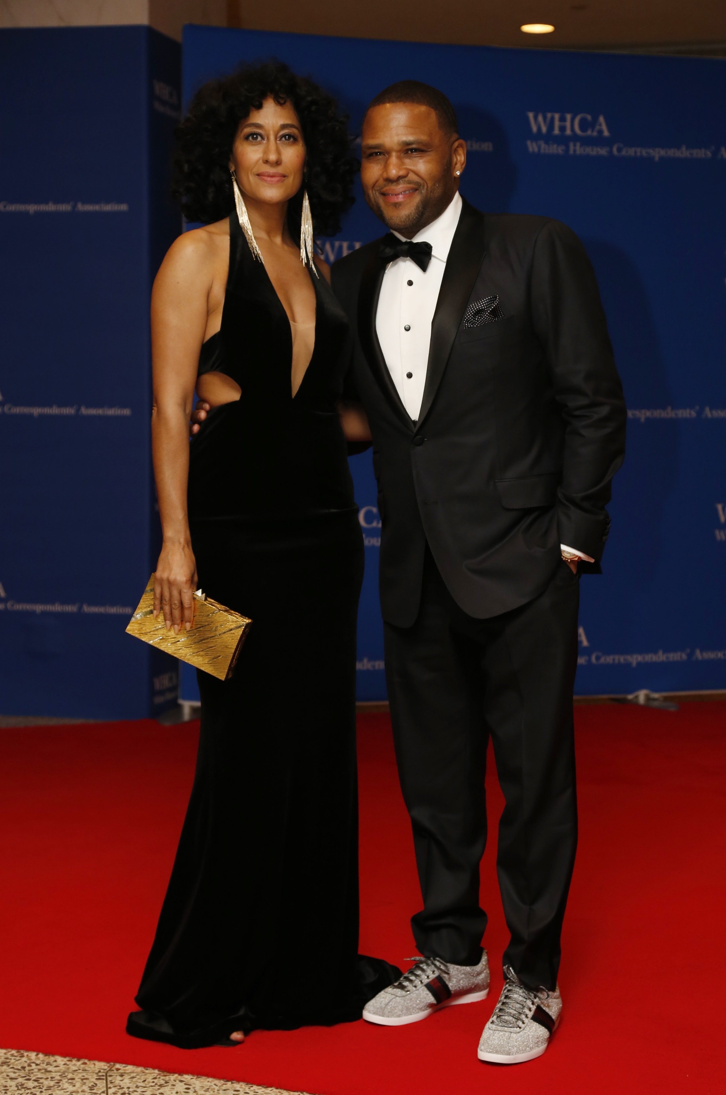 Actors Tracee Ellis Ross and Anthony Anderson attend the White House Correspondents' Association Dinner at the Washington Hilton Hotel in Washington on April 30, 2016.