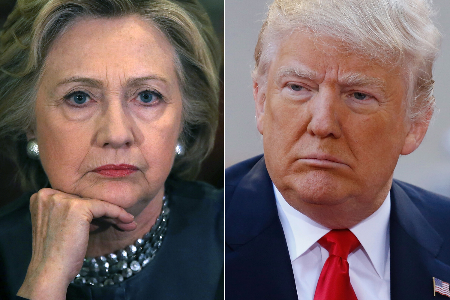 Hillary Clinton in New Haven, Connecticut on April 23, 2016 (R); Donald Trump in New York City, on April 21, 2016. (Justin Sullivan—Getty Images (R); John Lamparski—Getty Images)