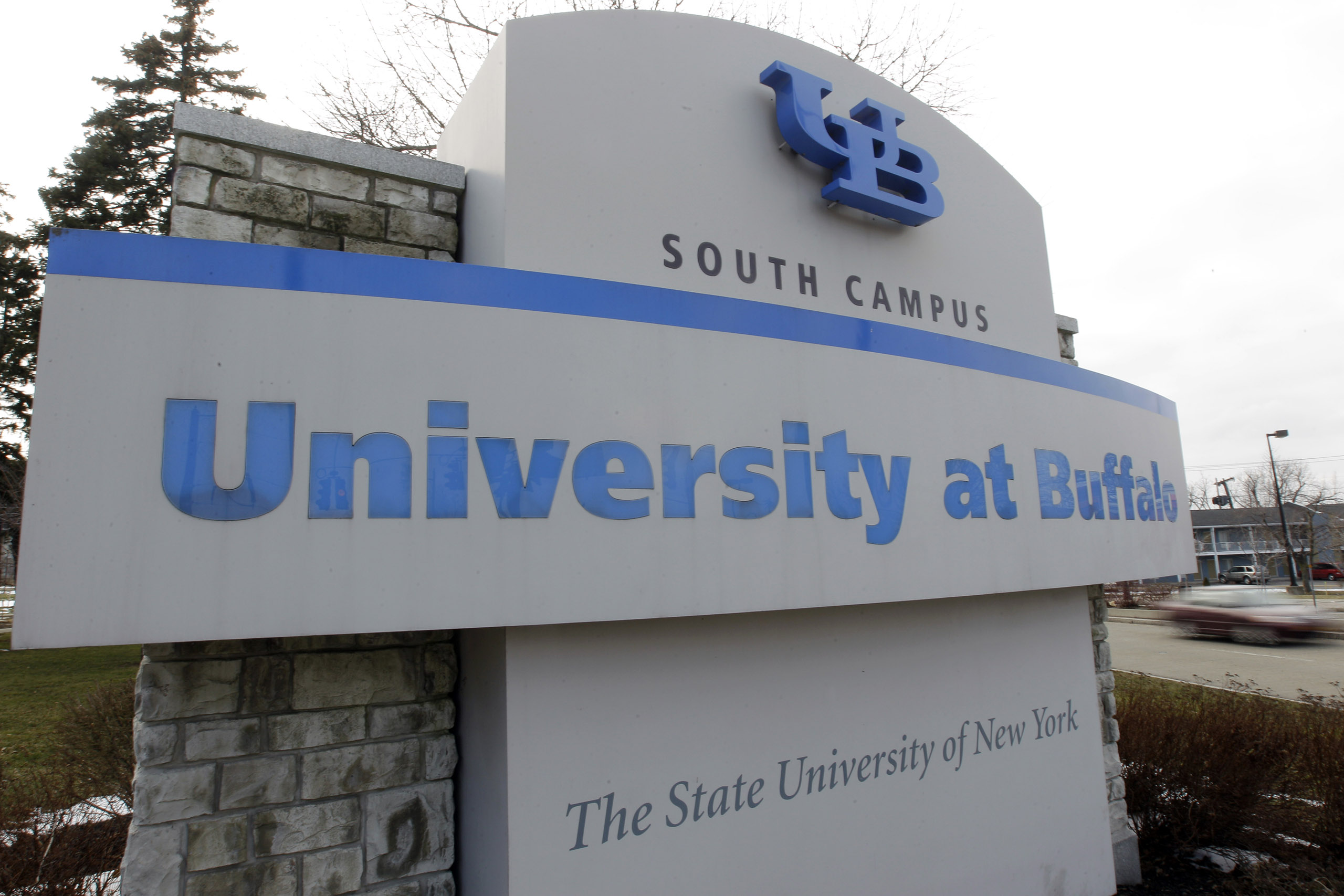 University at Buffalo sign on the campus in Buffalo, N.Y. on Feb. 15, 2012. (David Duprey—AP)