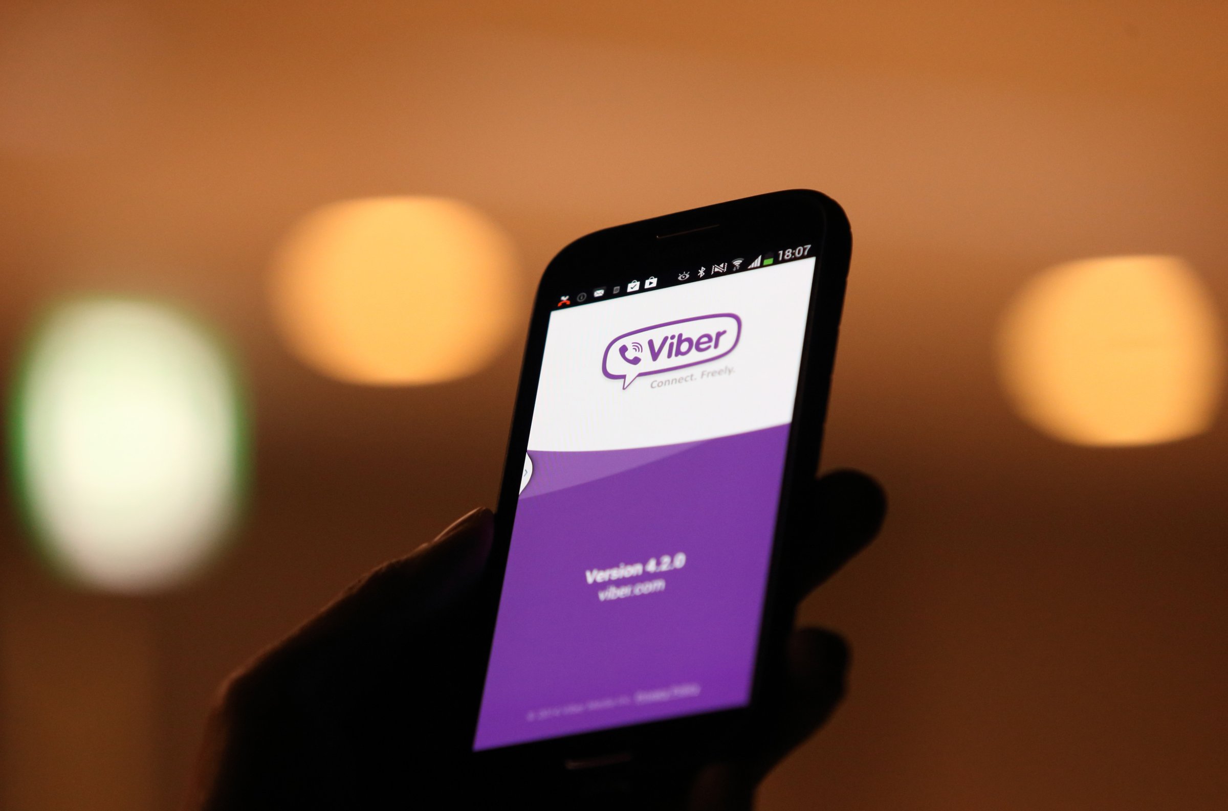 The Viber Internet messaging and calling service application is displayed on a smartphone in this arranged photograph taken in Tokyo, Japan, on Friday, Feb. 14, 2014.