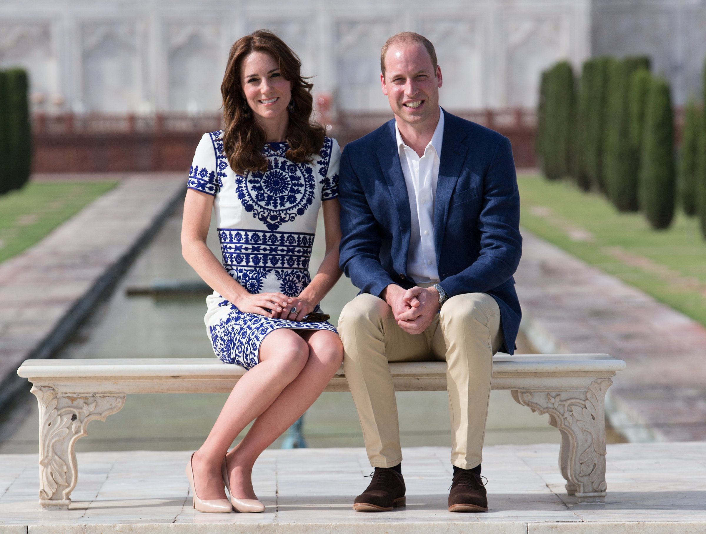Agra, India. The Duke and Duchess of Cambridge at the Taj Mahal in Agra on the final day of their tour of India and Bhutan.