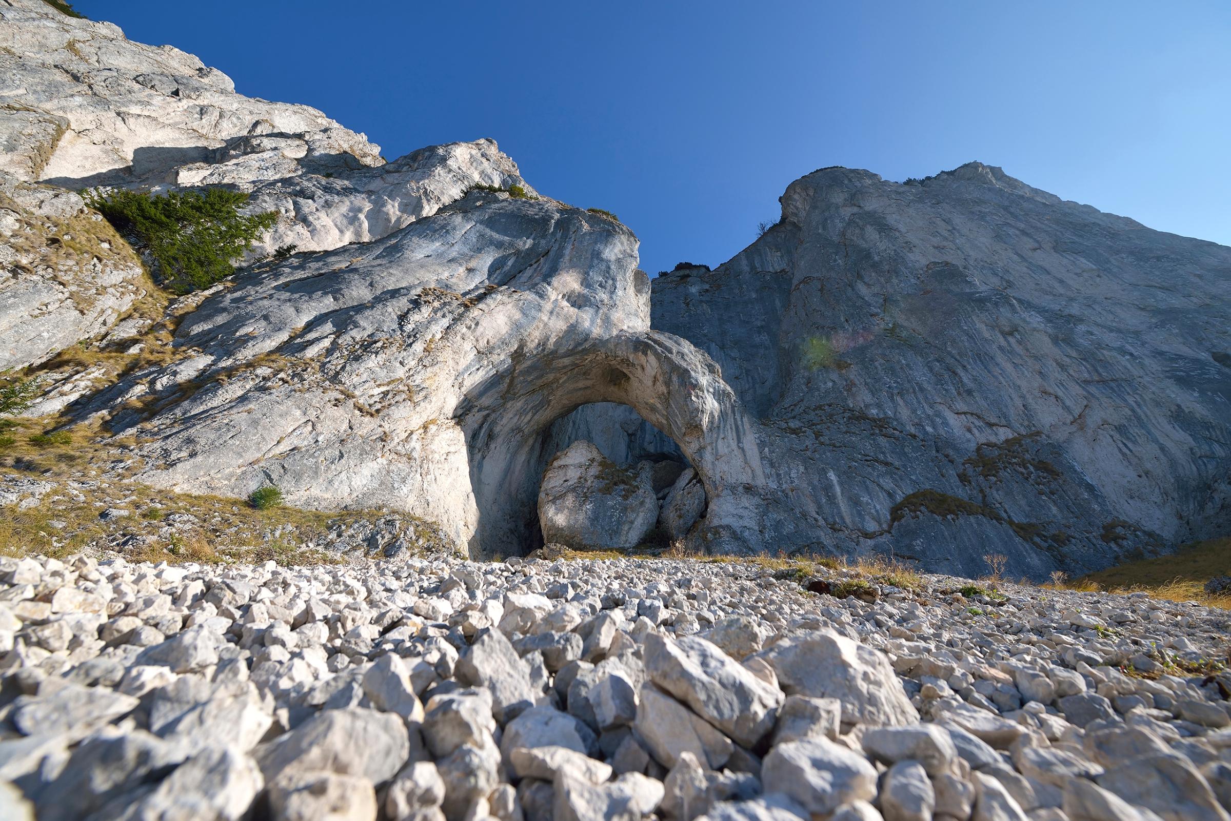 Cerdacul Stanciului cave, Piatra Craiului National Park, Romania. This park, whose name translate to "prince's stone" contains the southern Carpathian mountains. Bordered by glacial lakes, water has carved out a series of caves into the rock.