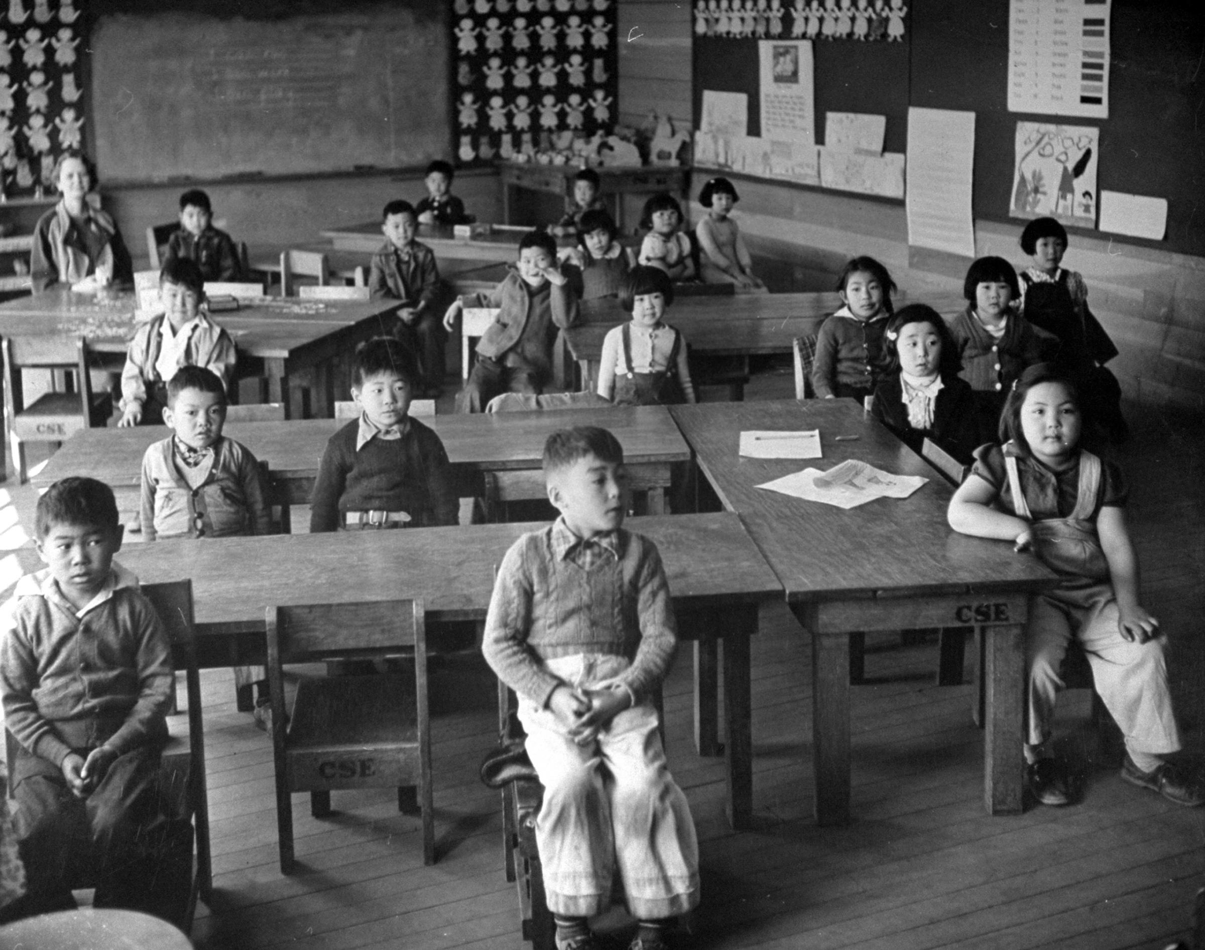 School at Japanese internment camp, Tule Lake, CA. 1944.