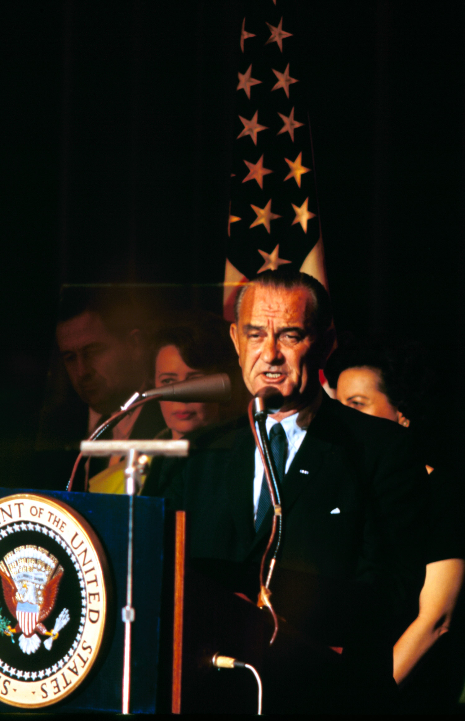Lyndon B. Johnson on election night, 1964.