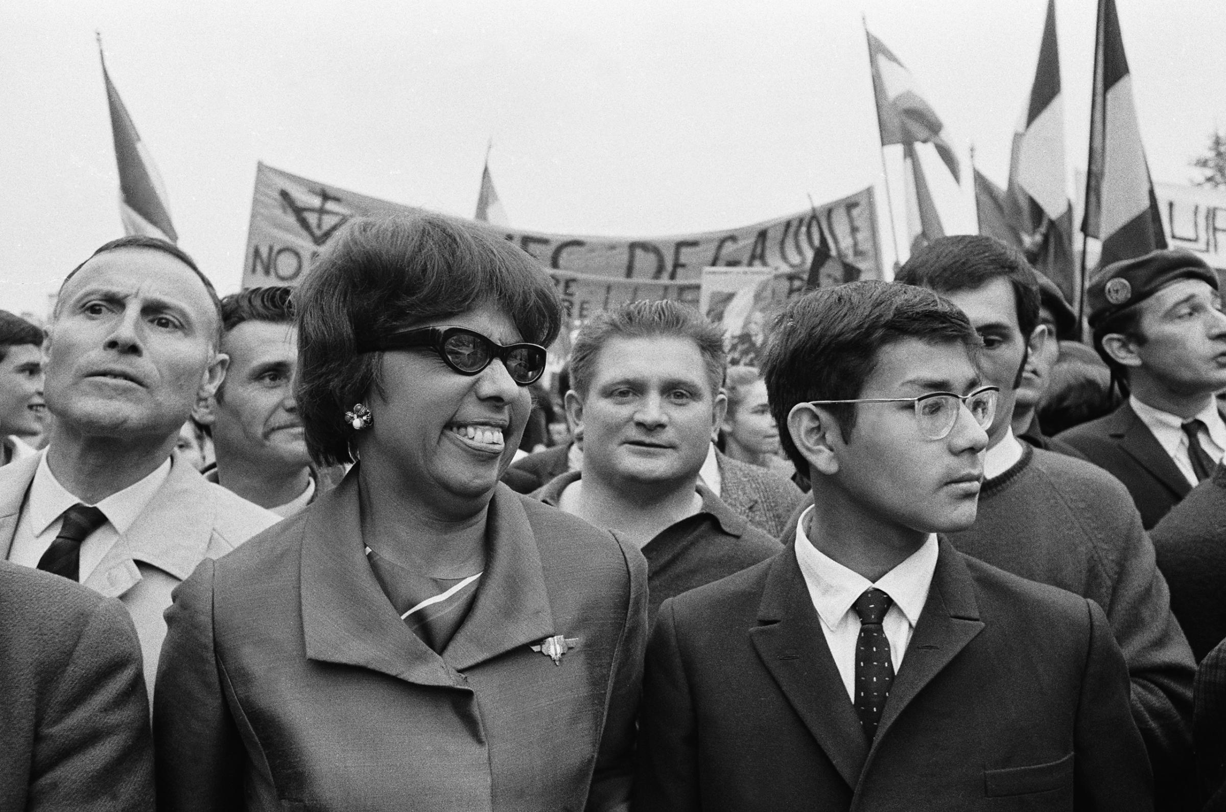 Josephine Baker at a demonstration in Paris, France On May 30, 1968.