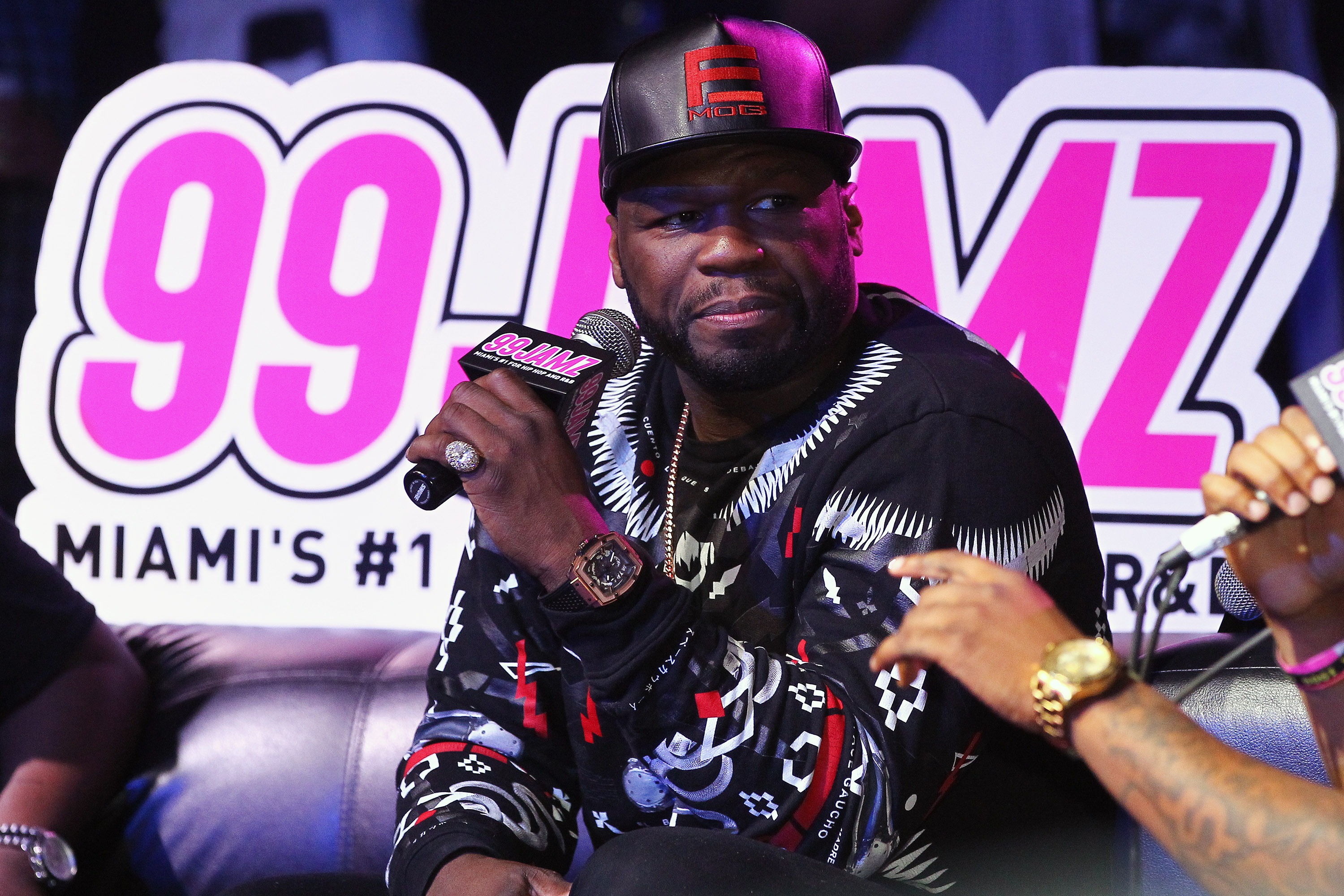 50 Cent answers questions from fans during 99 Jamz presents 50 Cent Uncensored at Revolution on March 25, 2016 in Fort Lauderdale, Florida. (Ralph Notaro&mdash;Getty Images)