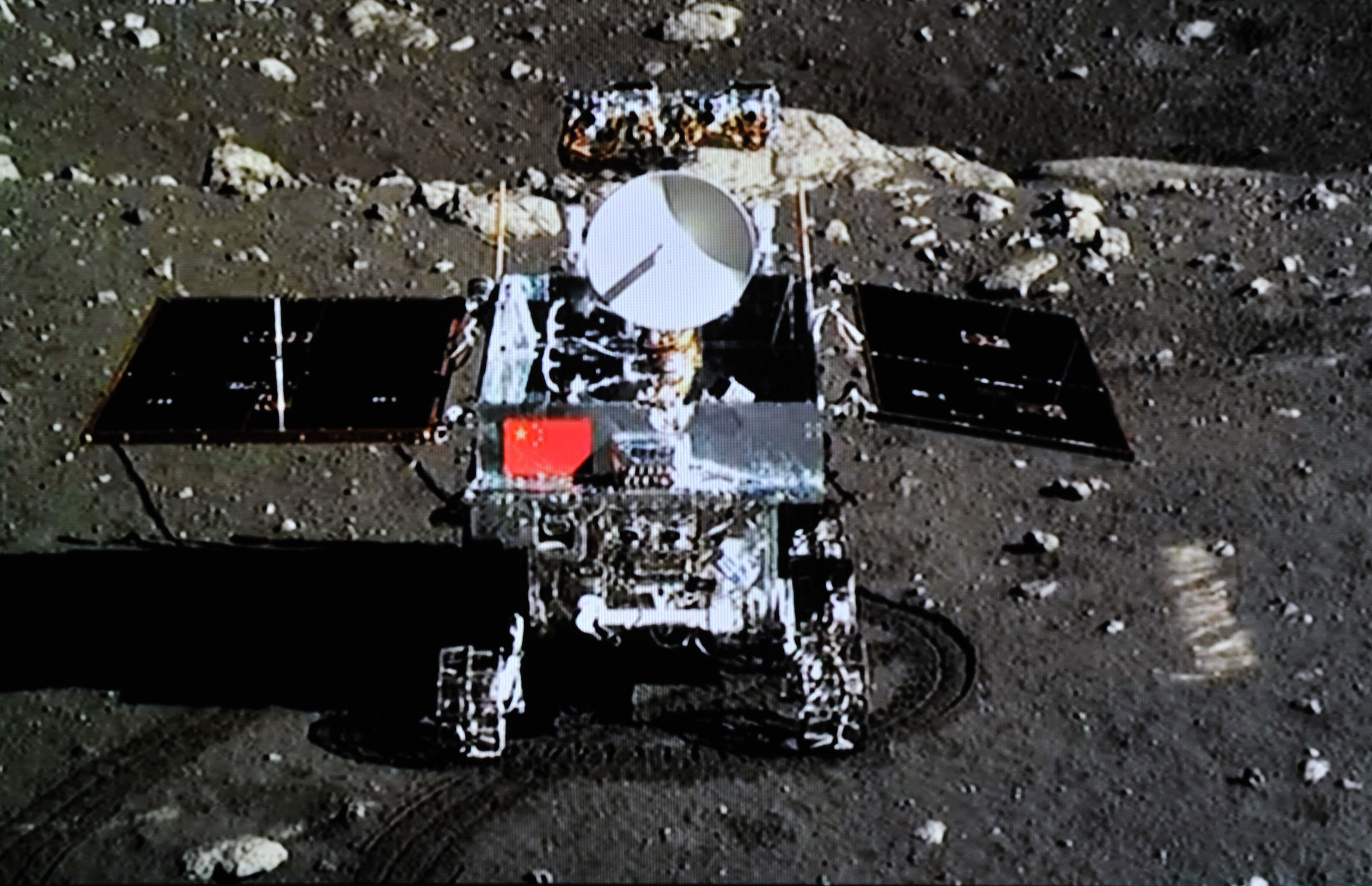 Chinas first moon rover The Jade Rabbit on the surface of the moon during the ChangE-3 lunar exploration mission on Dec. 15, 2013. (Imaginechina/AP Images)