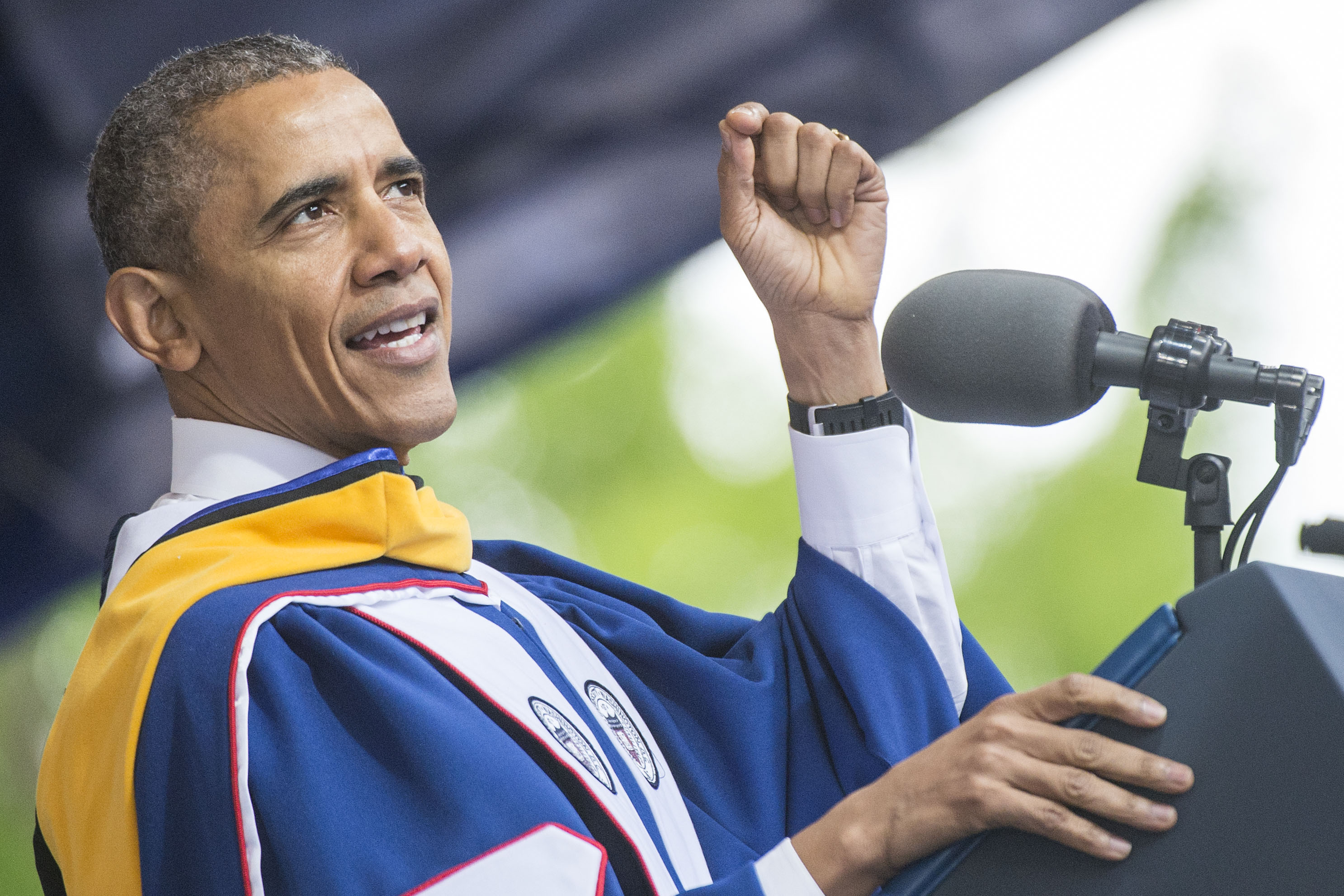 Barack Obama speaks during the 148th commencement ceremony at Howard University in Washington, D.C. on May 7, 2016. (Al Drago—CQ-Roll Call/Getty Images)