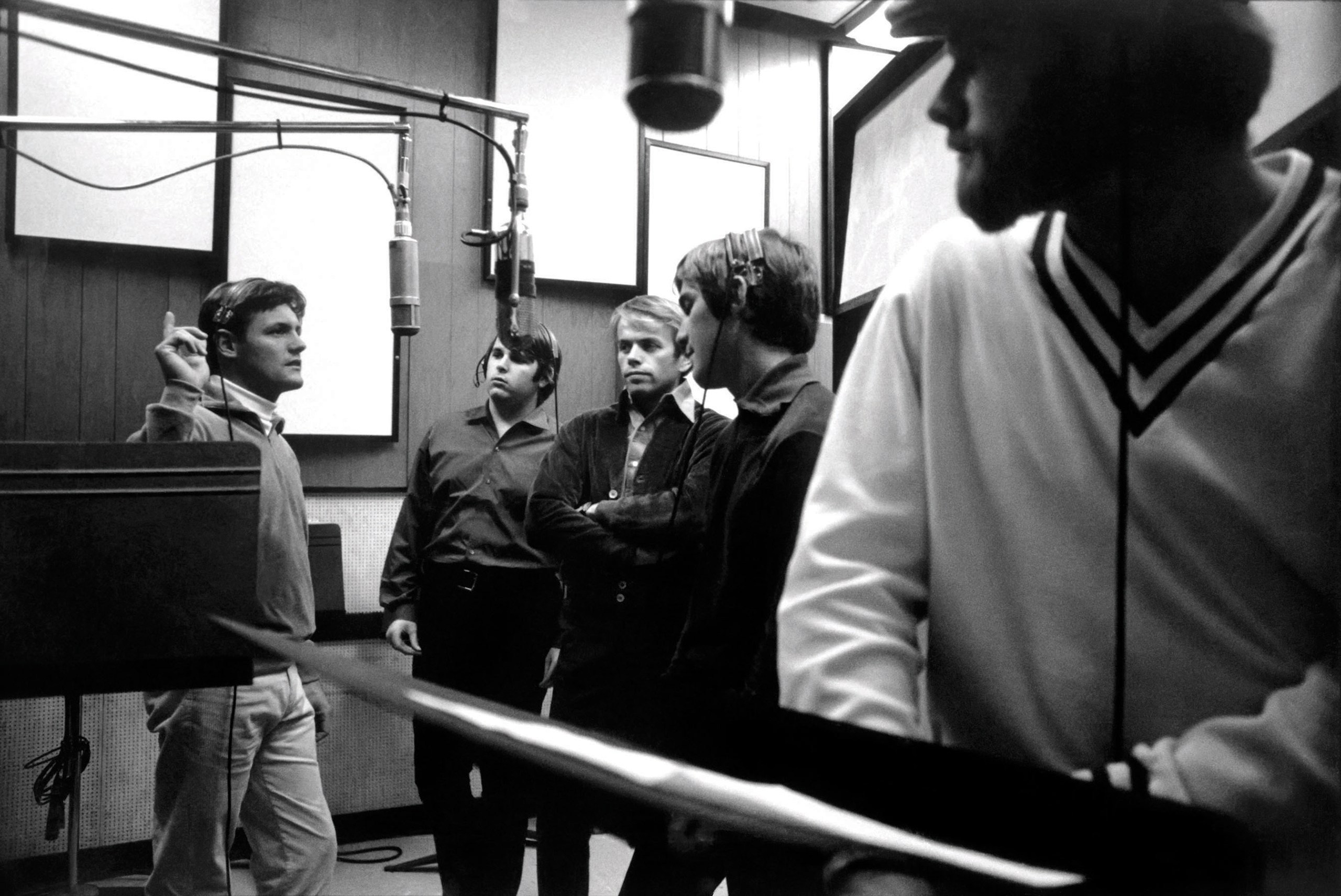 The Beach Boys at Western Recorders Studio 3, Hollywood, during the recording of Pet Sounds in 1965 or 1966. (Capitol Photo Archives)
