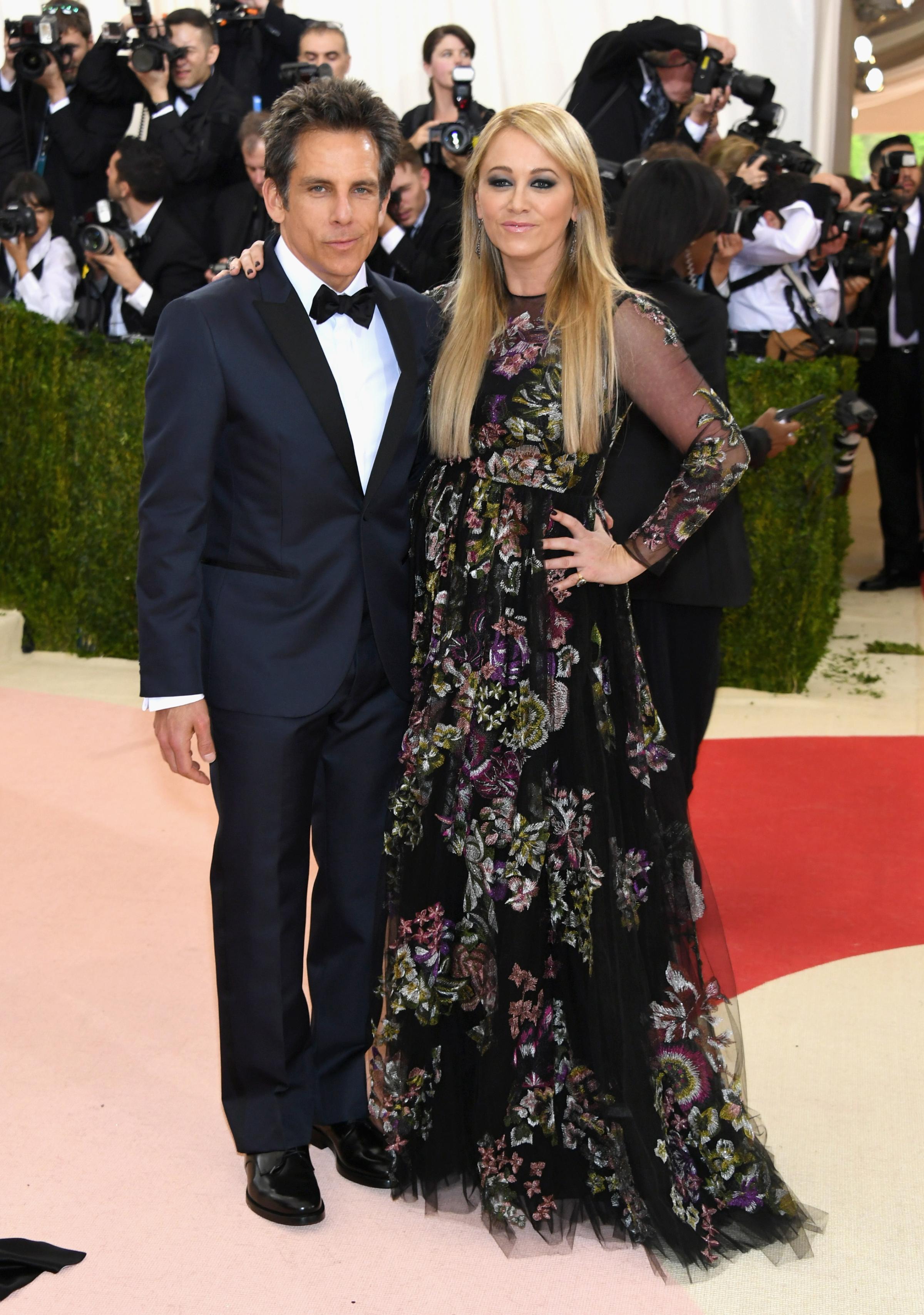 Ben Stiller and Christine Taylor attend "Manus x Machina: Fashion In An Age Of Technology" Costume Institute Gala at Metropolitan Museum of Art on May 2, 2016 in New York City.