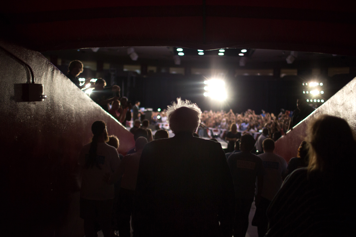 Sen. Bernie Sanders enters the University of Houston Arena for a rally, July 19, 2015