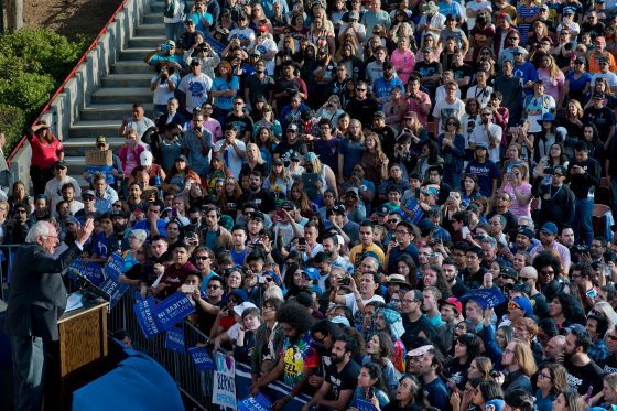Bernie Sanders political rally in Irvine Meadows Amphitheater.