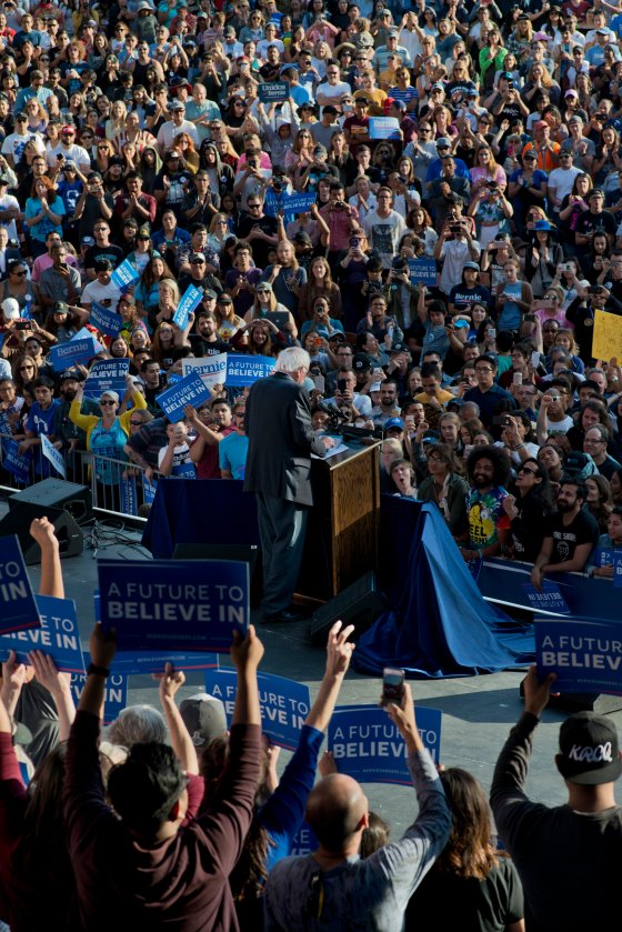 Bernie Sanders political rally in Irvine Meadows Amphitheater.