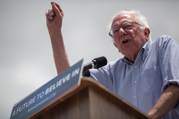 Democratic presidential candidate Sen. Bernie Sanders speaks at a campaign rally at Lincoln Park on May 23, 2016 in East Los Angeles, California.