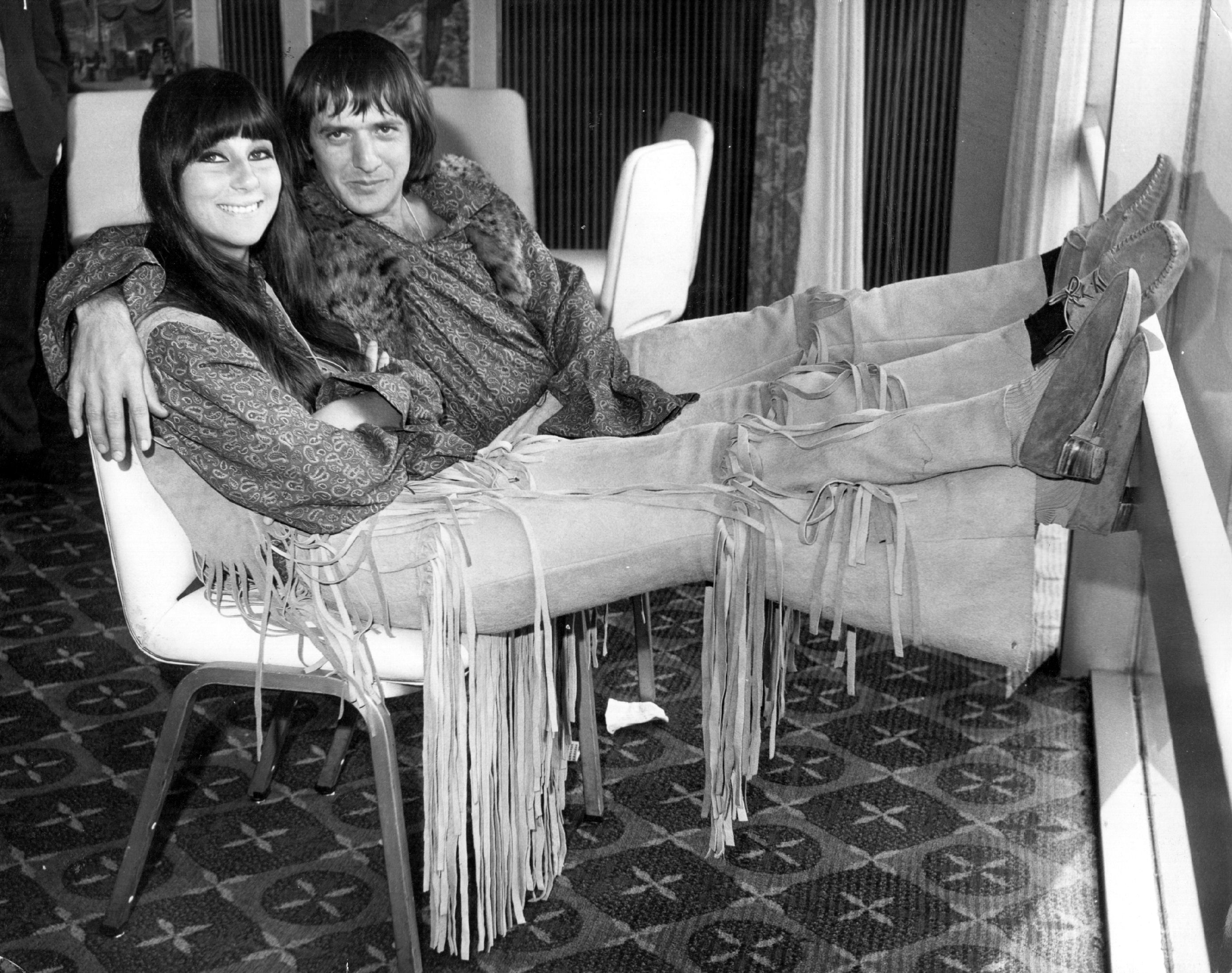 Cher and Sonny Bono in London on Aug. 3, 1965.