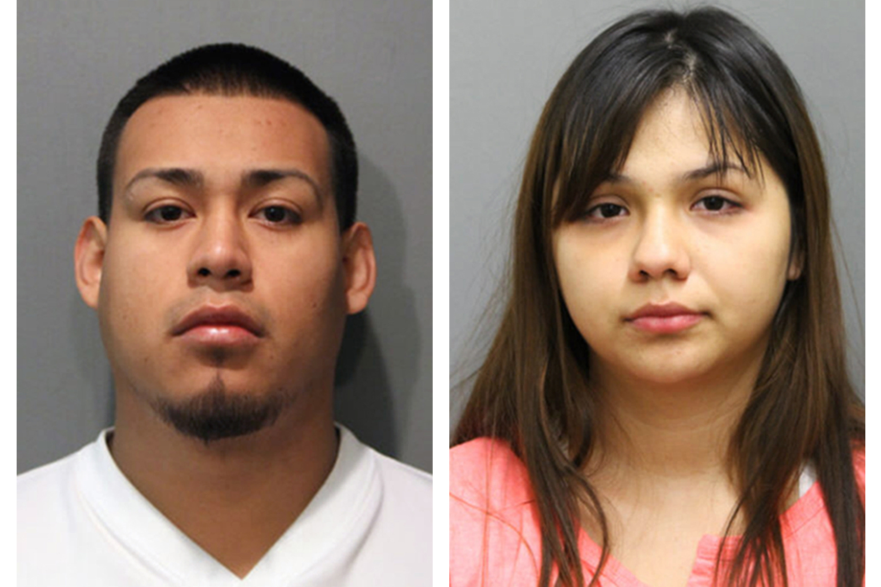This combination of booking photos provided by the Chicago Police Department on Thursday, May 19, 2016 shows Diego Uribe Cruz and his girlfriend, Jafeth Ramos, who were arrested Thursday and charged with six counts of first-degree murder in the killings of six members of a family in Chicago's Gage Park neighborhood.