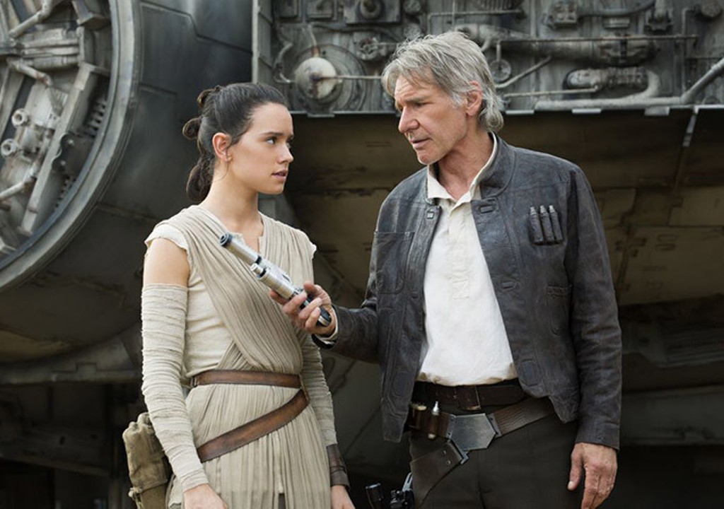 Daisy Ridley and Harrison Ford in <i>Star Wars: The Force Awakens</i>. (Lucasfilm Ltd.)