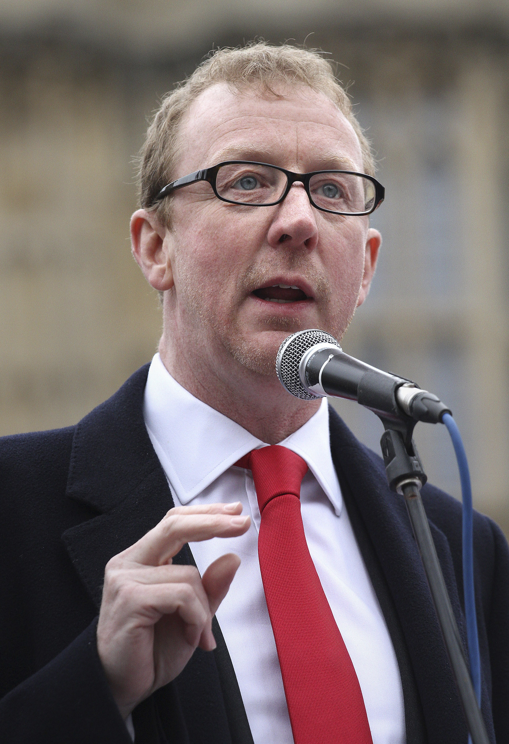 Dave Rowntree, the drummer from the band Blur, speaks outside the Houses of Parliament in London, May 22, 2013. (Philip Toscano—PA Wire/AP)