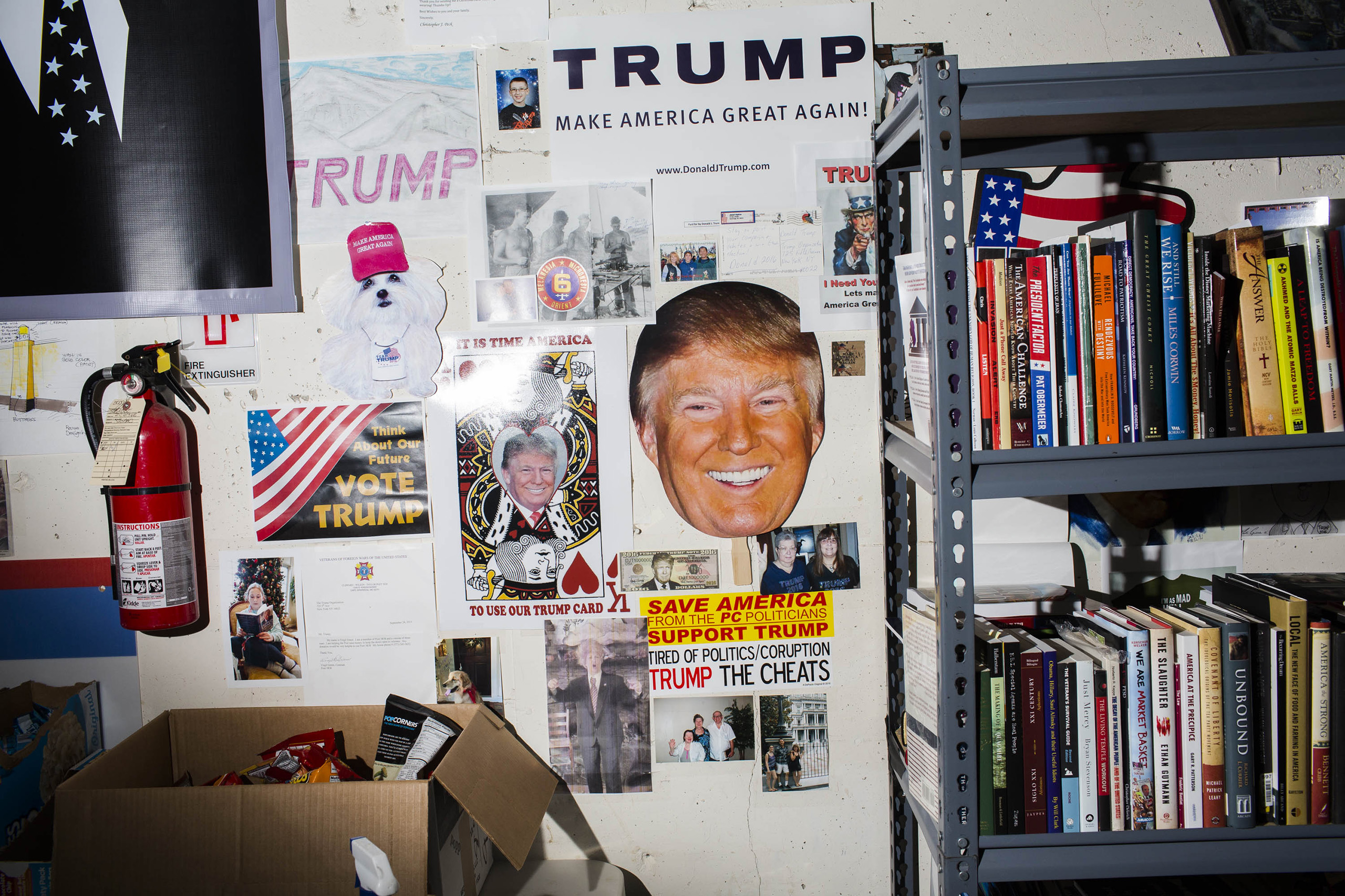 The Trump headquarters are decorated with campaign memorabilia.  Inside the office May 24, 2016, in Trump Tower in New York City.