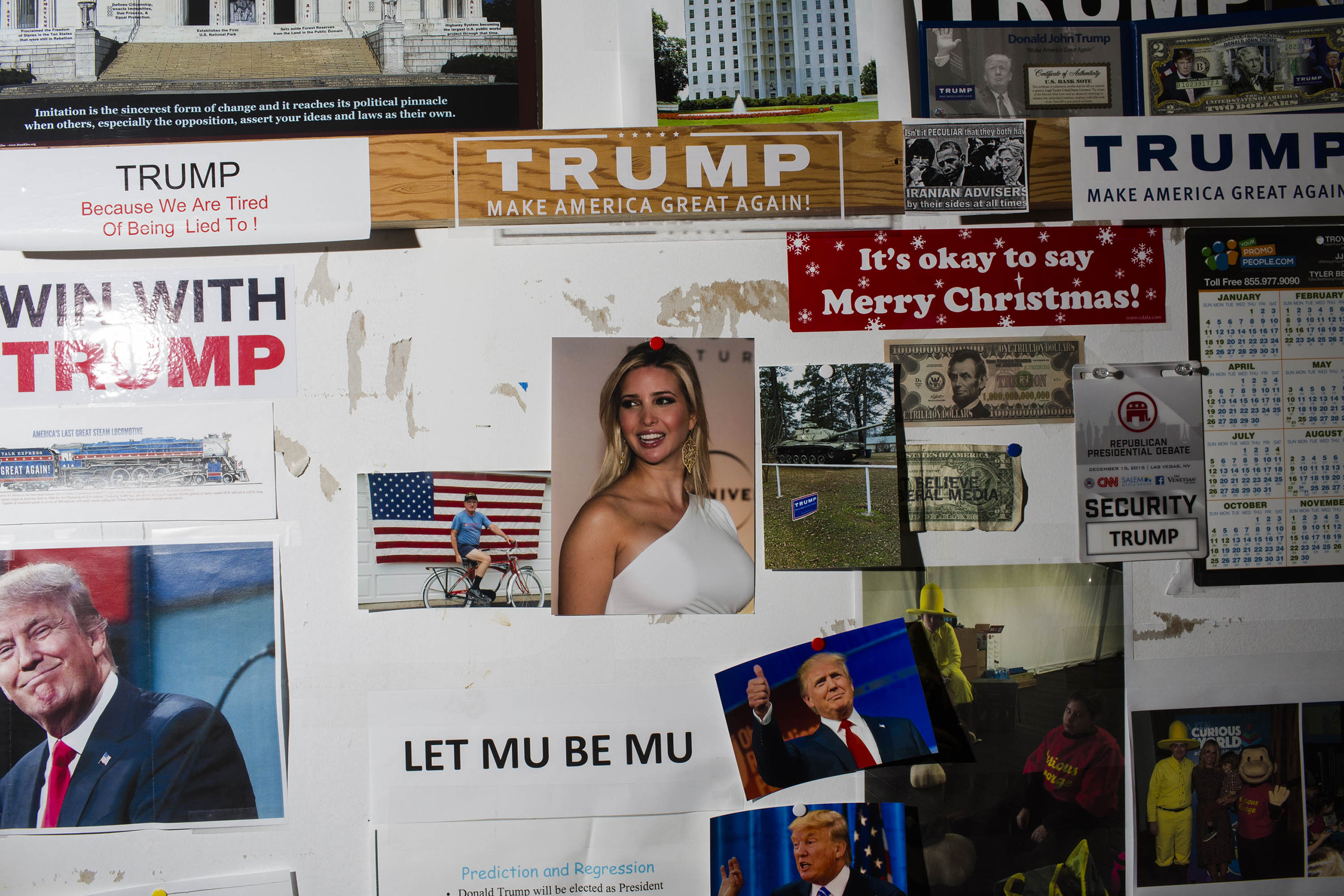 Wall decorations inside the campaign headquarters of Donald Trump on May 24, 2016, in Trump Tower, New York City.