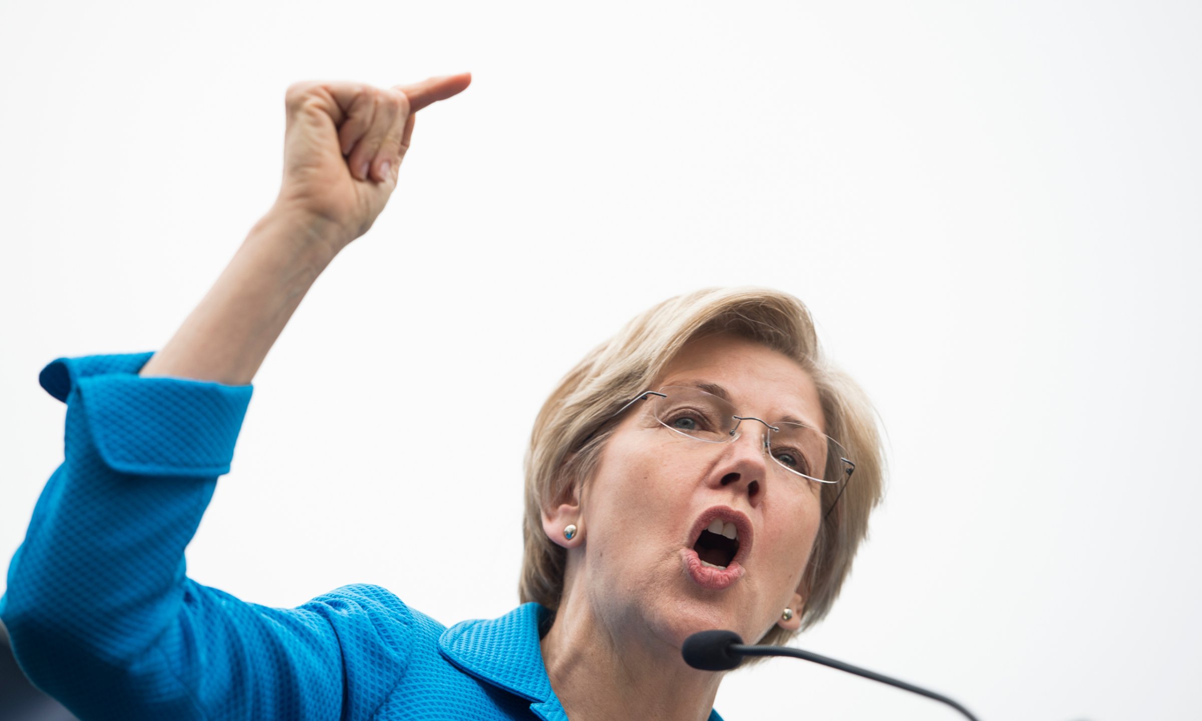 UNITED STATES - APRIL 15: Sen. Elizabeth Warren, D-Mass., speaks during the United Steelworkers rally in opposition to the proposed 'Fast Track' bill, or Trade Promotion Authority, in UpperSenate Park on Wednesday, April 15, 2015. (Photo By Bill Clark/CQ Roll Call) (CQ Roll Call via AP Images)