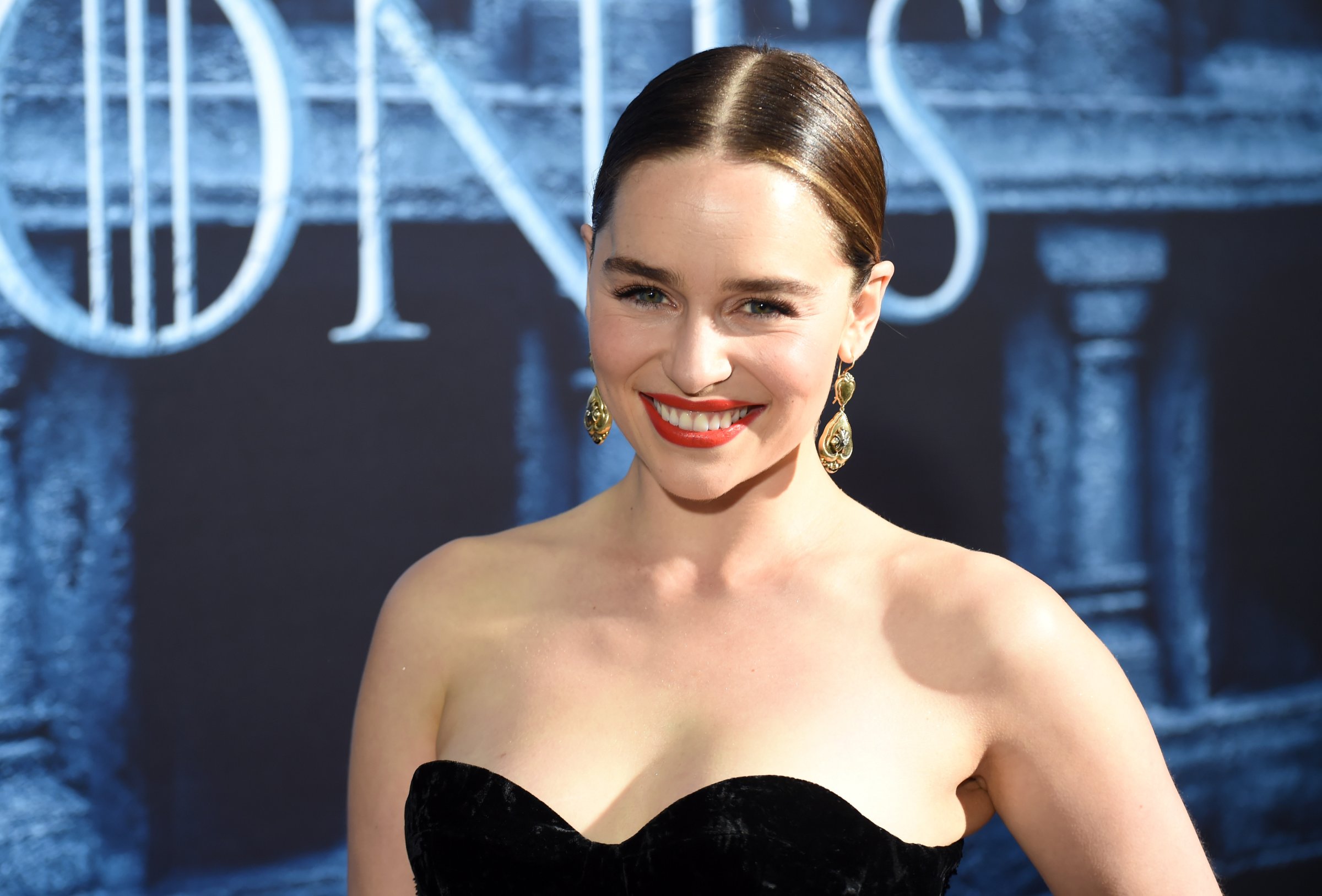 Actress Emilia Clarke attends the premiere for the sixth season of HBO's "Game Of Thrones" at TCL Chinese Theatre on April 10, 2016 in Hollywood City.