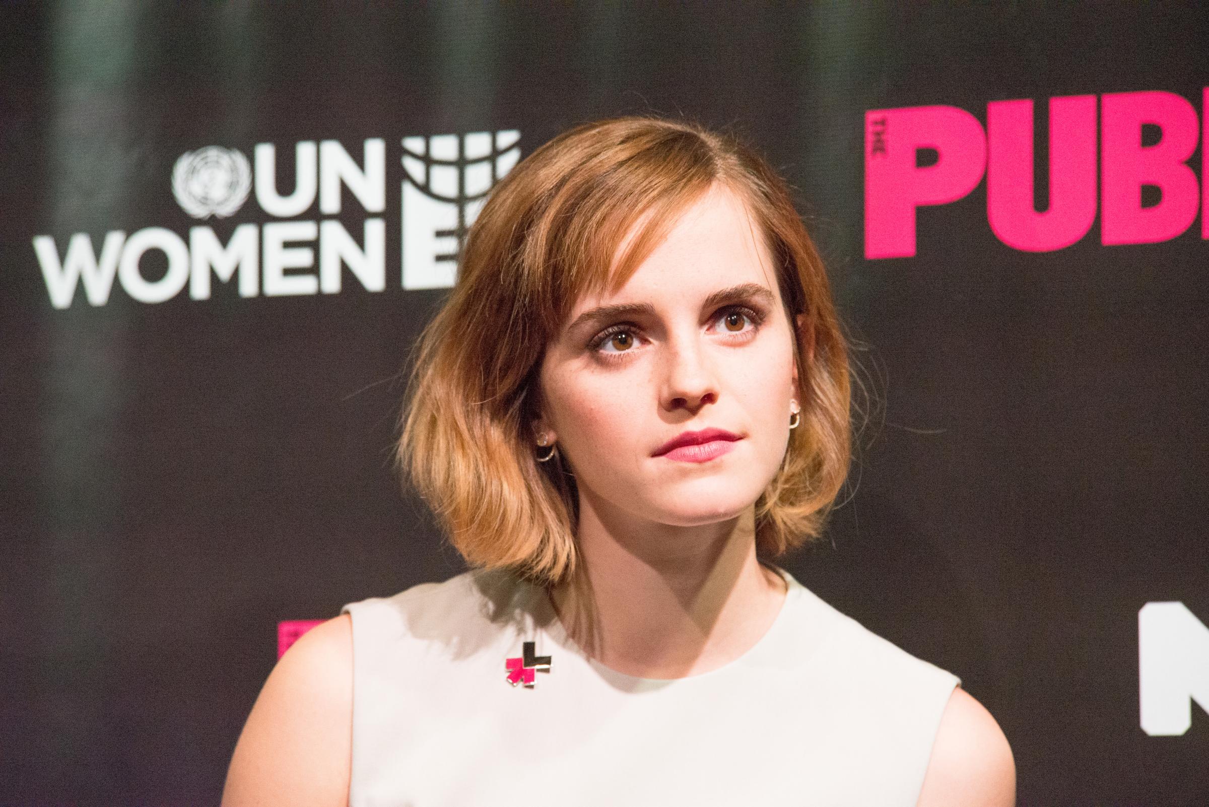 Emma Watson participates in the panel discussion. On International Women's Day, NYC First Lady Chirlaine McCray, UN Women Executive Director Phumzile Mlambo-Ngcuka, Actress and HeForShe advocate Emma Watson and Actor Forest Whitaker participated in a press briefing at Joe's Pub in the East Village of Manhattan for the launch of HeForShe Art Week (March 8-15).